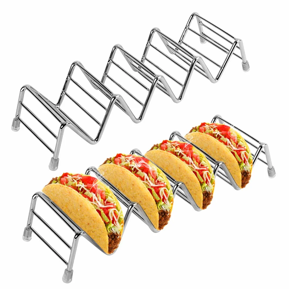 Ejoyous Uchwyt na Taco ze Stali Nierdzewnej 4/5 Taco, Stojak do Serwowania Miękkich i Twardych Artykułów Spożywczych