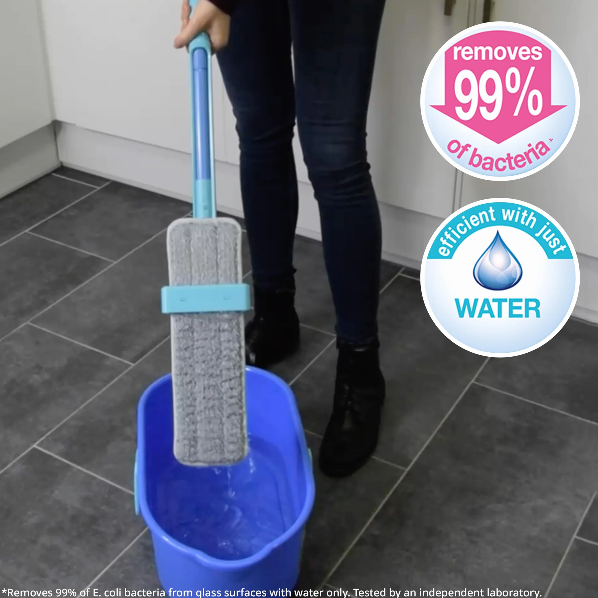 Spontex Easy System Max+ mop podłogowy, płaski mop z mikrofibry ze zintegrowanym systemem wykręcania, czyści laminat, drewno i płytki podłogowe