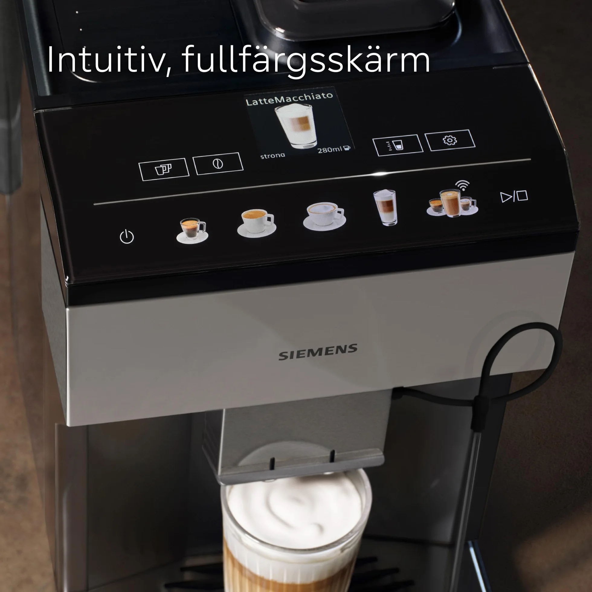 Siemens, W pełni automatyczny ekspres do kawy, EQ500, Home Connect, aromaDouble Shot, AutoMilk Clean, CeramDrive, CoffeeSelect Display, OneTouch DoubleCup, stal nierdzewna/czarny, TP516RX3
