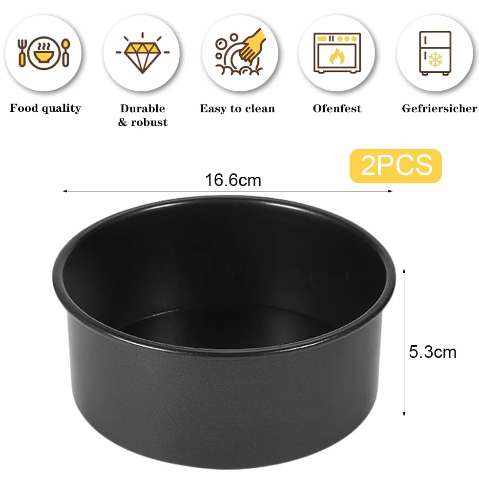 IVEOPPE Okrągła forma do pieczenia 15 cm ze stali nierdzewnej Zestaw 2 sztuk