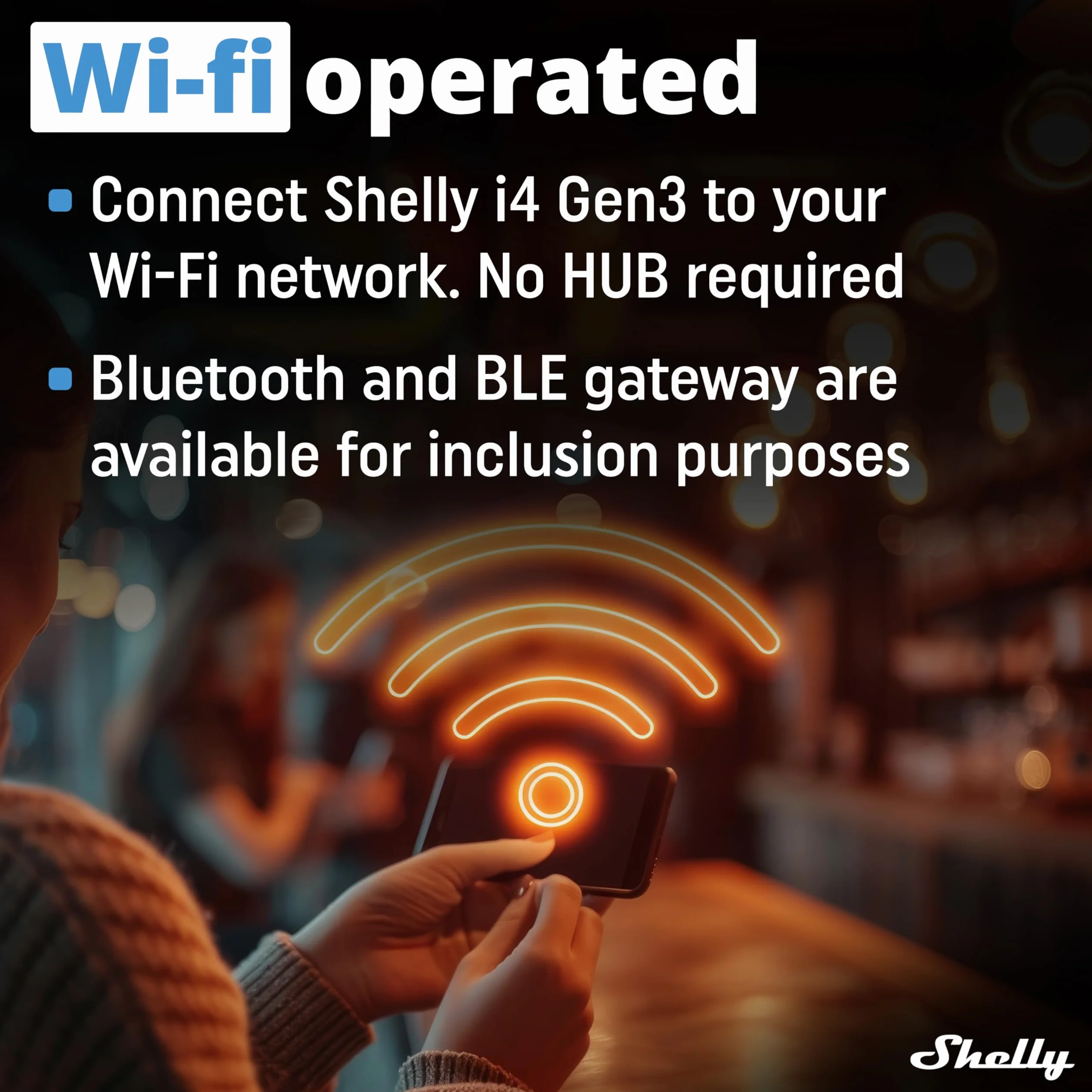 Shelly i4 Gen3- Sterownik wejść 4-cyfrowych WiFi i Bluetooth dla przekaźników Shelly, Automatyka domowa,Kompatybilny z Alexa i Google Home, iOS, Android, Bez hubu, Zdalne sterowanie,Wieloklik