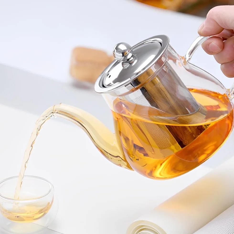 Szklany dzbanek do herbaty 800 ml z wyjmowanym sitkiem ze stali nierdzewnej