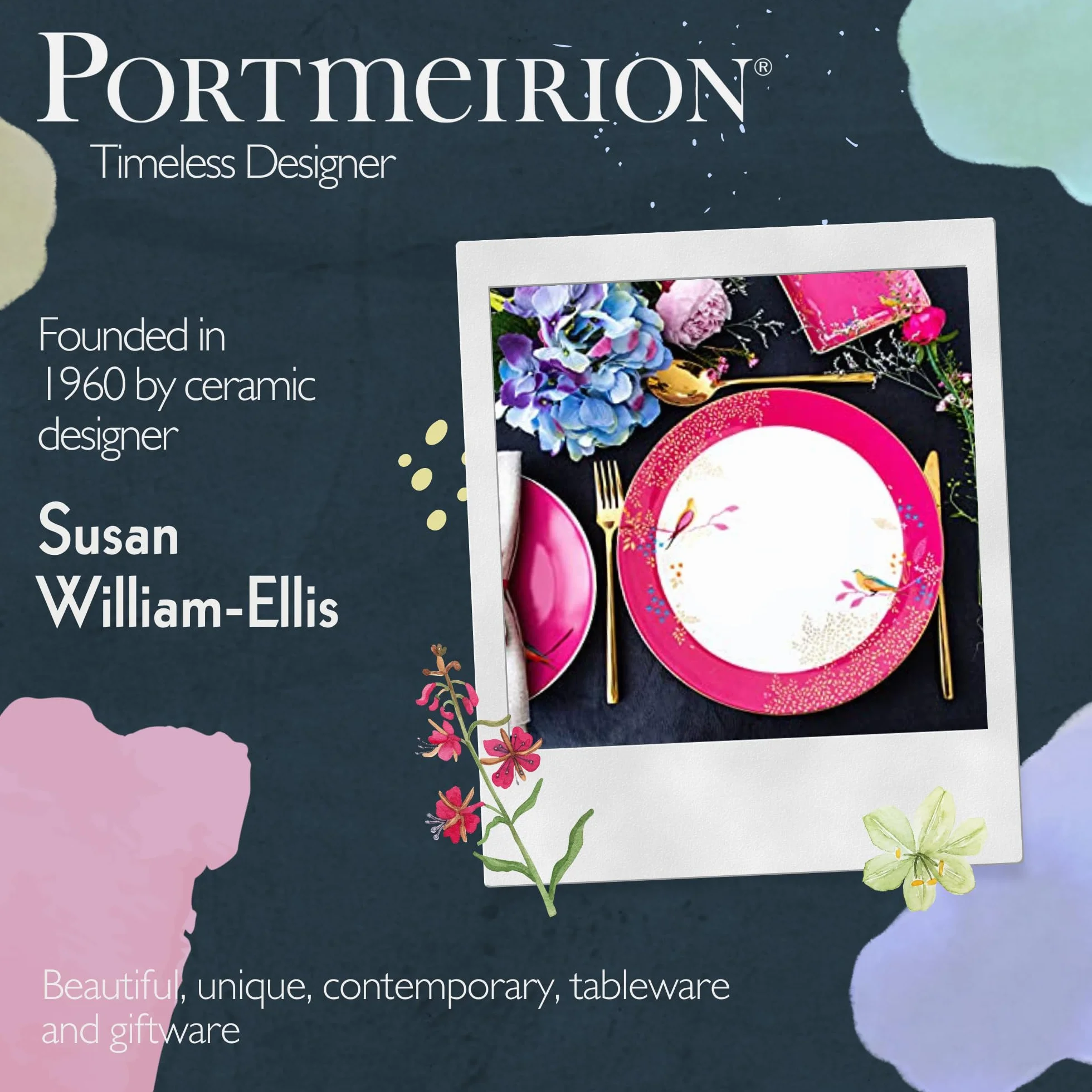 Sara Miller London Chelsea Collection 12-częściowy zestaw zastawy stołowej porcelana złota biała