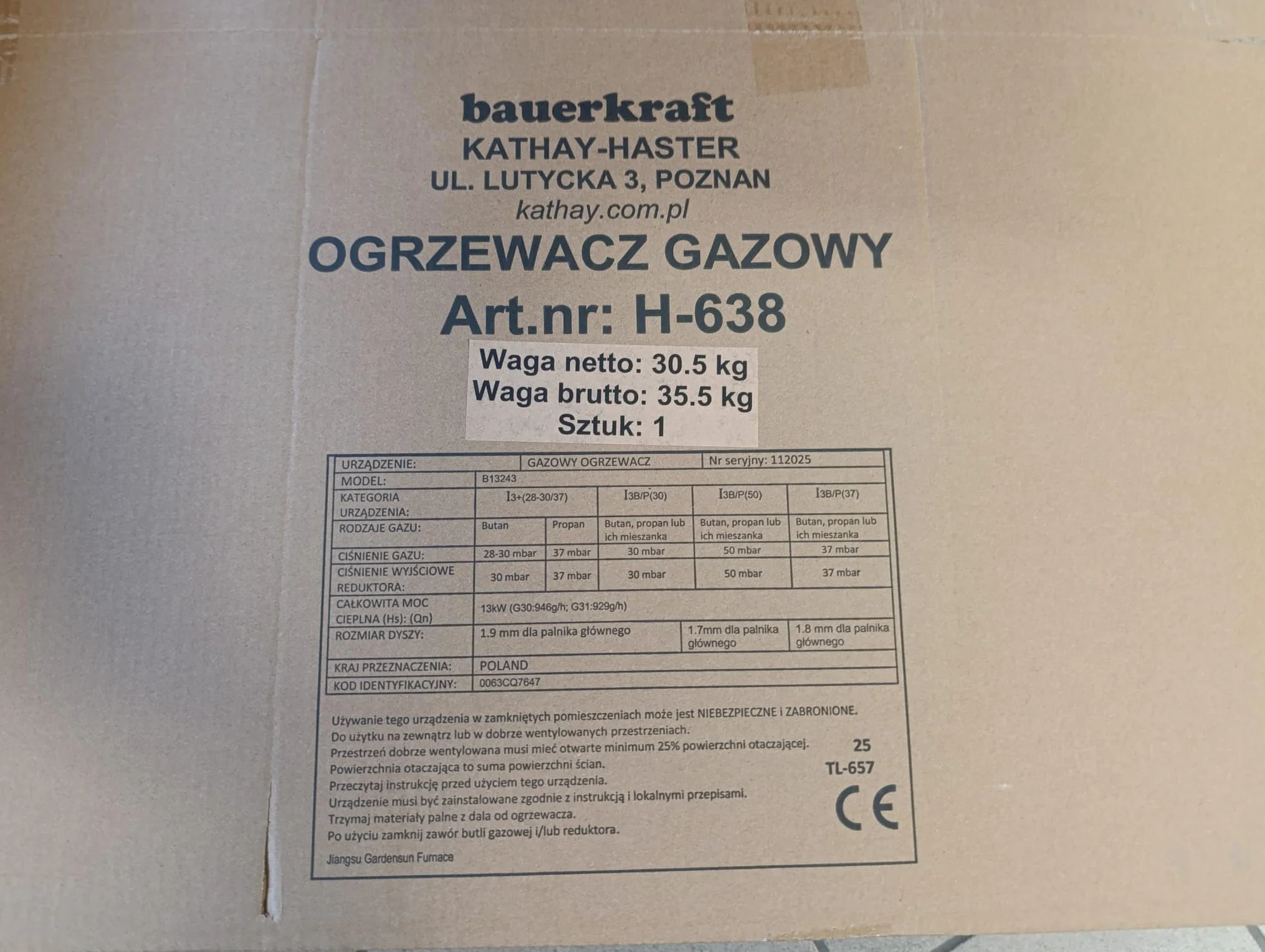 Parasol grzewczy gazowy ogrzewacz tarasowy promiennik z pokrowcem 13kW Bauerkraft