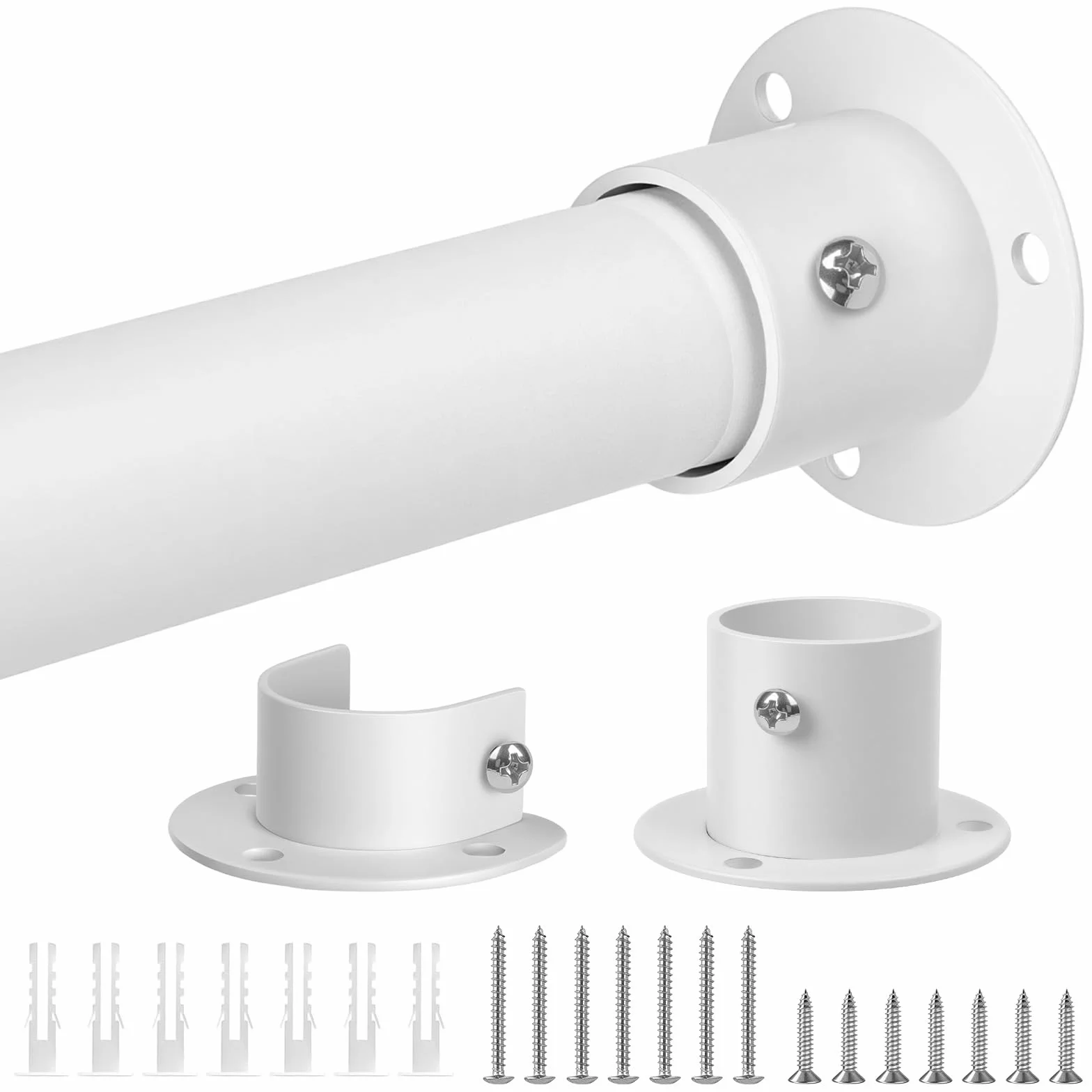 Drążek na ubrania, wysuwany drążek do garderoby, 32 mm, 43-177 cm, regulowany drążek teleskopowy, drążek na ubrania, montaż ścienny, do garderoby, szafy i szafy na ubrania (biały)