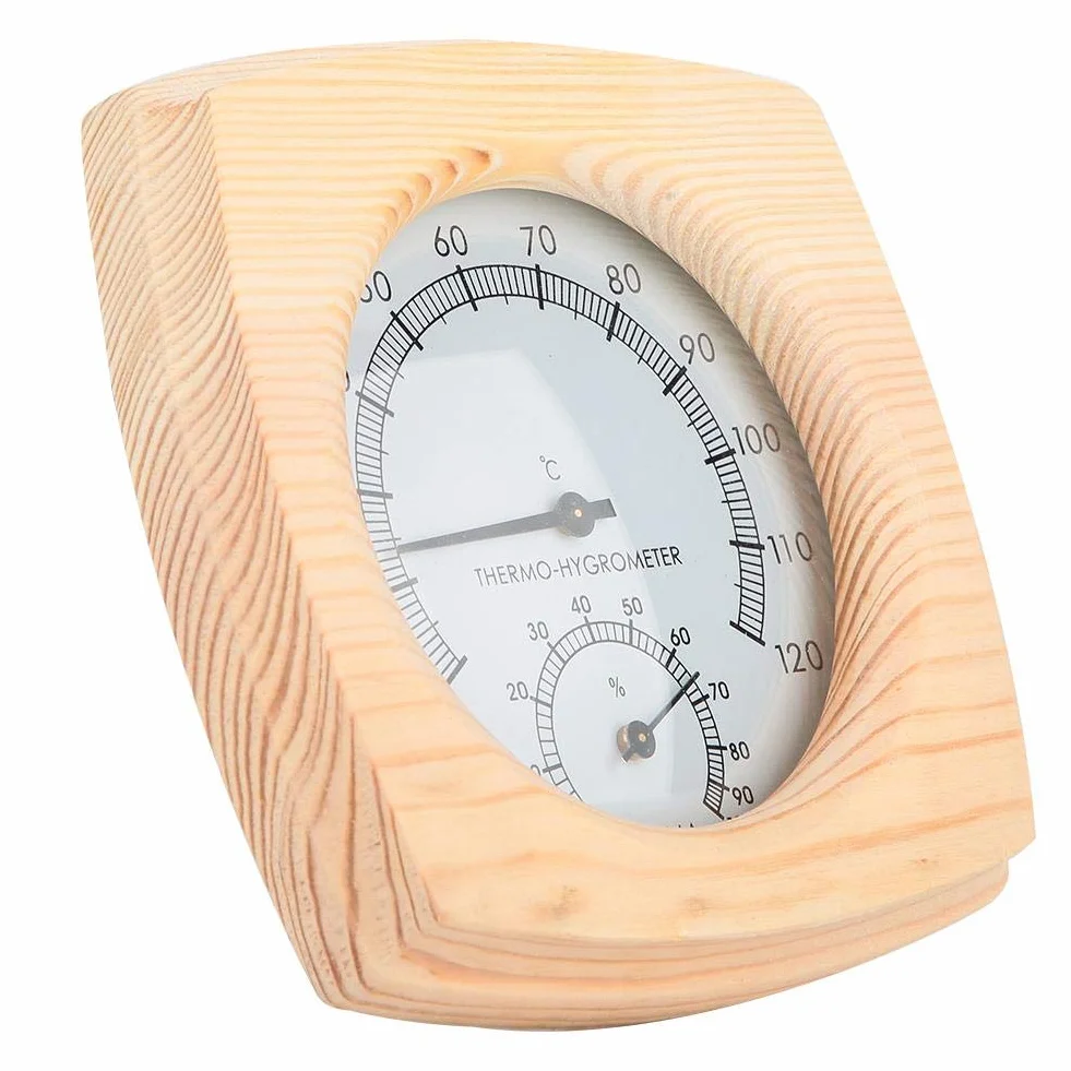 Fdit Drewniana sauna higrotermograf termometr higrometr Sauna pokój z drewna jodłowego Dial miernik temperatury wilgotności Monitor wewnętrzny