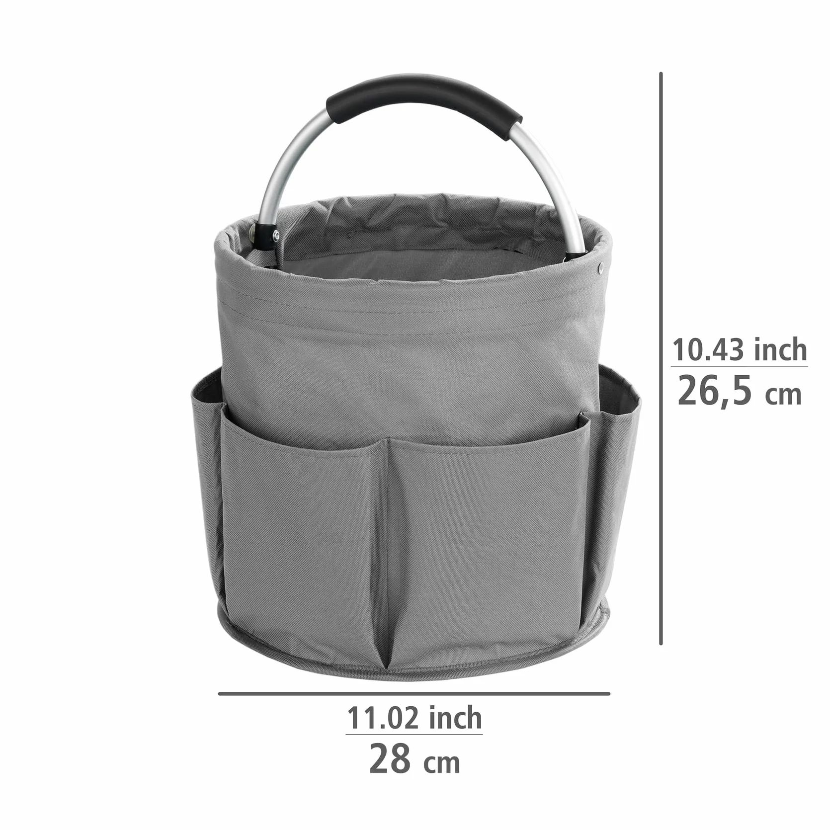 WENKO Uniwersalny pojemnik do czyszczenia, składany organizer do domu i ogrodu z 6 przegródkami na urządzenia, narzędzia, przybory do czyszczenia, Ø 28 x 26,5 cm, antracyt