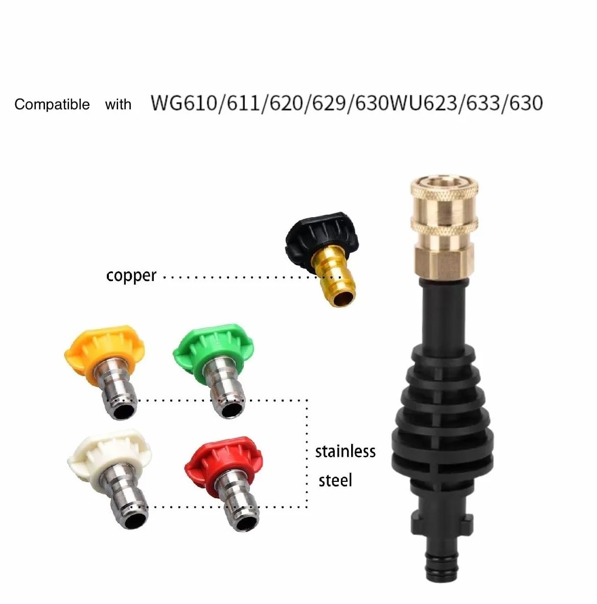 YUET Worx WA4013 krótka lanca do przedłużacza pręta przedłużającego adapter do myjki samochodowej Worx narzędzie do czyszczenia szybkozłączki akcesoria do prętów