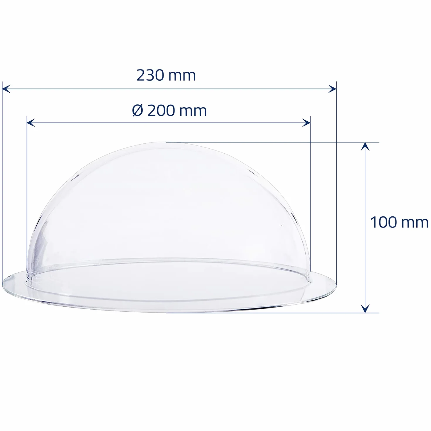HMF Półkula akrylowa z kołnierzem, kopuła akrylowa DIY | Ø 20 cm | Przezroczysta