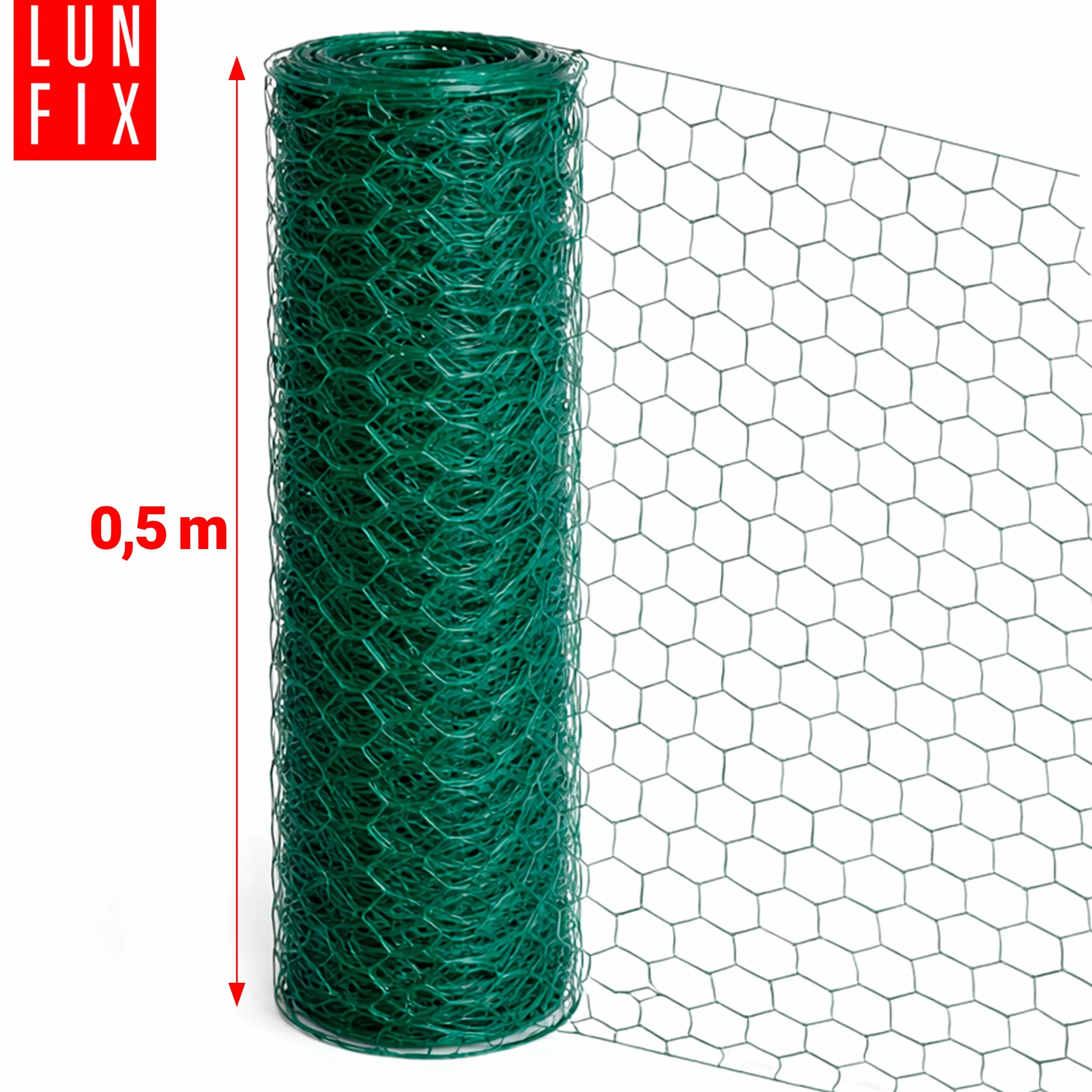 Ogrodzenie z siatki drucianej 25 x 25 mm, grubość 0,7 mm, sześciokątna siatka 0,5 x 25 m, zielona PCW, drut dla królików, drut dla kurcząt, ogrodzenia, siatka druciana do ogrodu, ogrodzenia