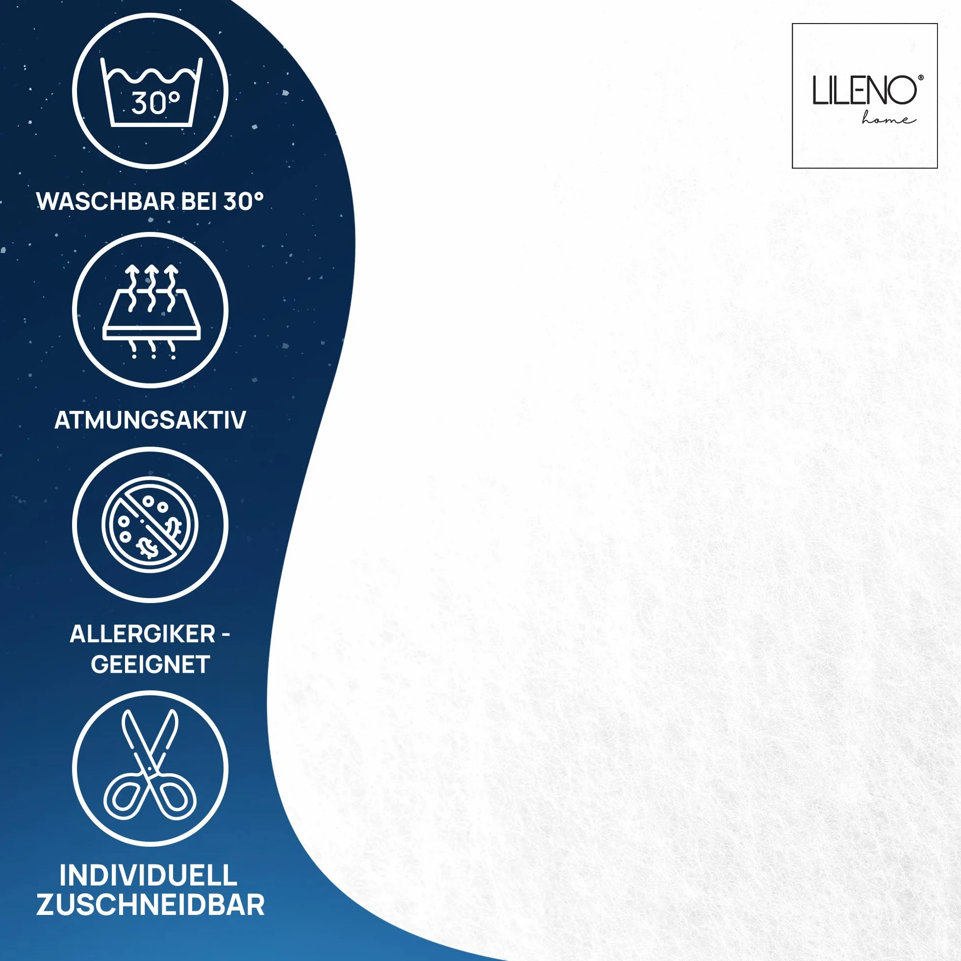 LILENO HOME Antypoślizgowa mata antypoślizgowa do łóżka kontynentalnego (180 x 200 cm) – mata antypoślizgowa jako podkładka pod materac – również jako stoper do dywanów, kolor biały