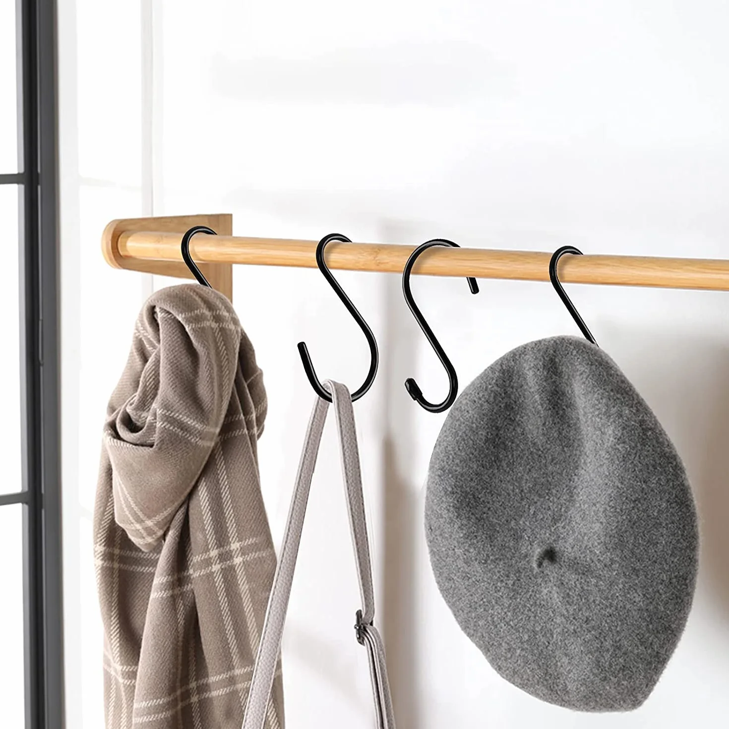 Bolatus 12 sztuk haków S dużych, 15 cm, obciążenie do 20 kg, haki wiszące w kształcie litery S, czarne, do dużych obciążeń, metalowe haki antykorozyjne, do kuchni, łazienki, sypialni, biura, haki ze