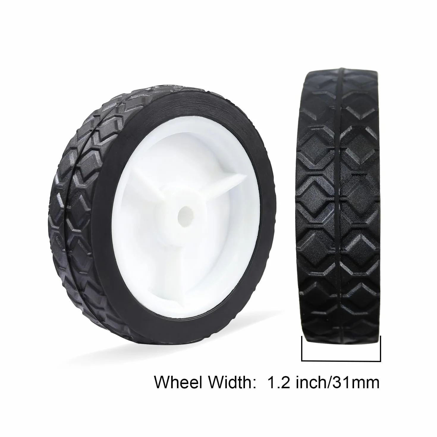 2 x gumowe kółko uniwersalne koło zapasowe 125 mm na wózek, średnica otworu osi 10,0 mm