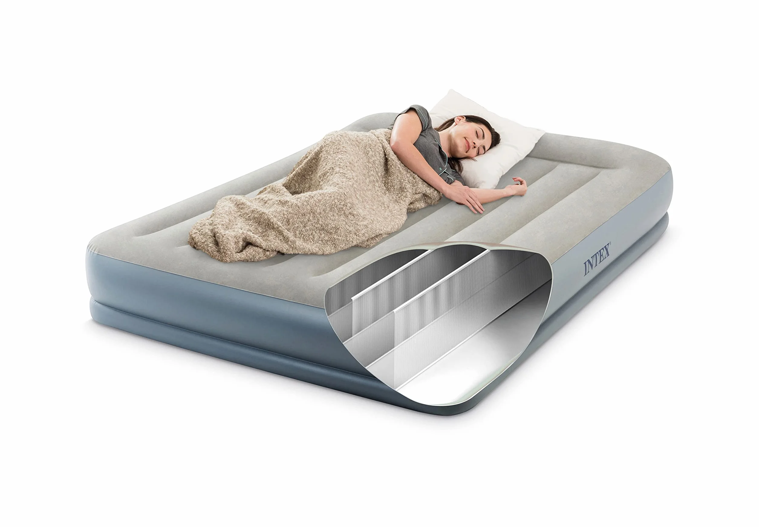 Intex Queen poduszka Rest Mid-Rise łóżko dmuchane z włókna szklanego RP, wymiary po nadmuchaniu: 152 cm x 203 cm x 30 cm (64118ND)