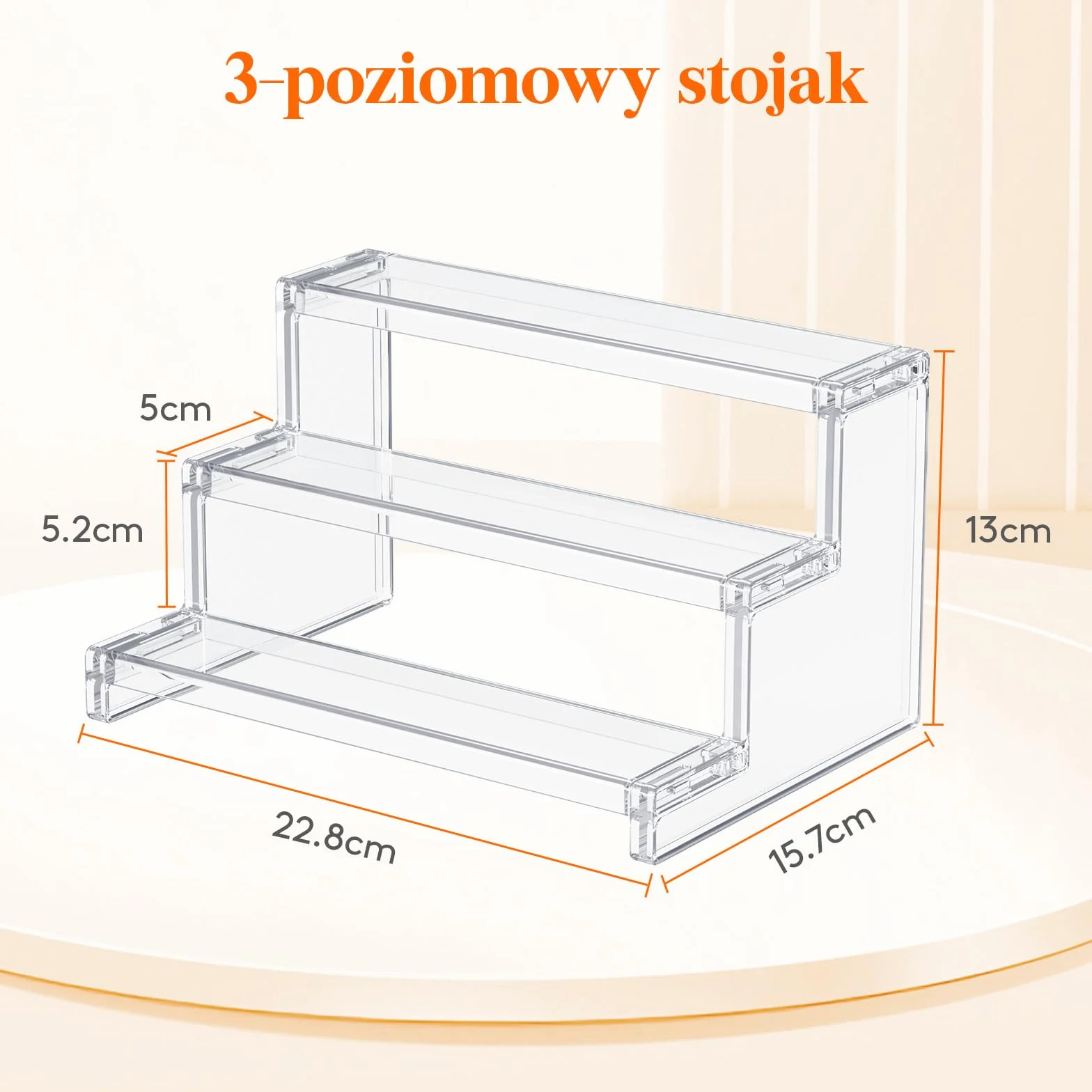 Lifewit 3 Tier Clear Display Risers Stand, 22,8 cm Plastikowe Risers do Wyświetlania, Plastikowe Organizatory do Figurek/Cupcake/Perfumy, Stojak Wyświetlania Biurkowego Dekoracji, 2 Opakowanie