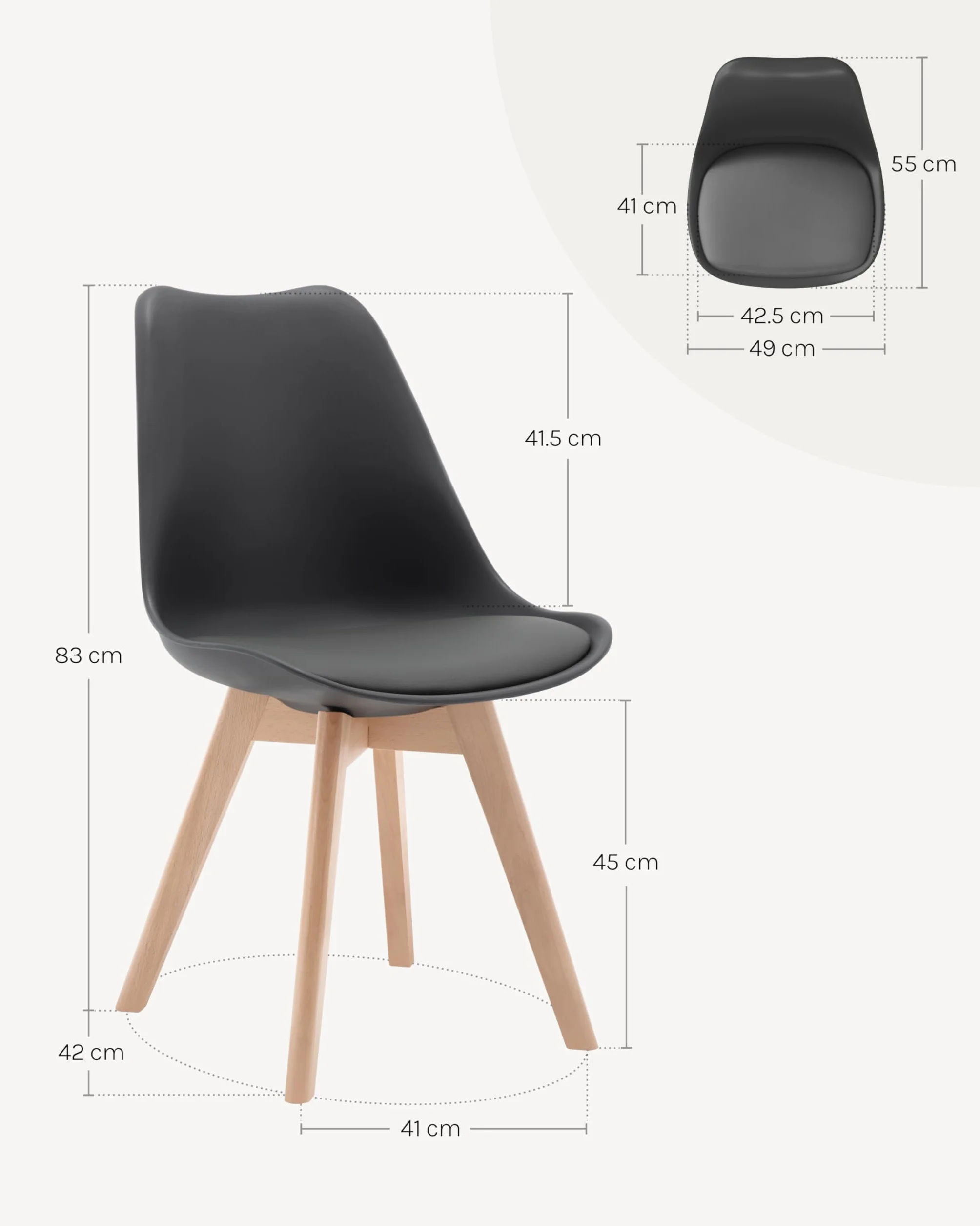 WOLTU 4 x krzesło do jadalni z nogami z litego drewna, krzesła do jadalni retro, tapicerowane krzesło kuchenne, krzesło kuchenne, biurowe, do jadalni, sypialni, salonu, szare BH29gr-4