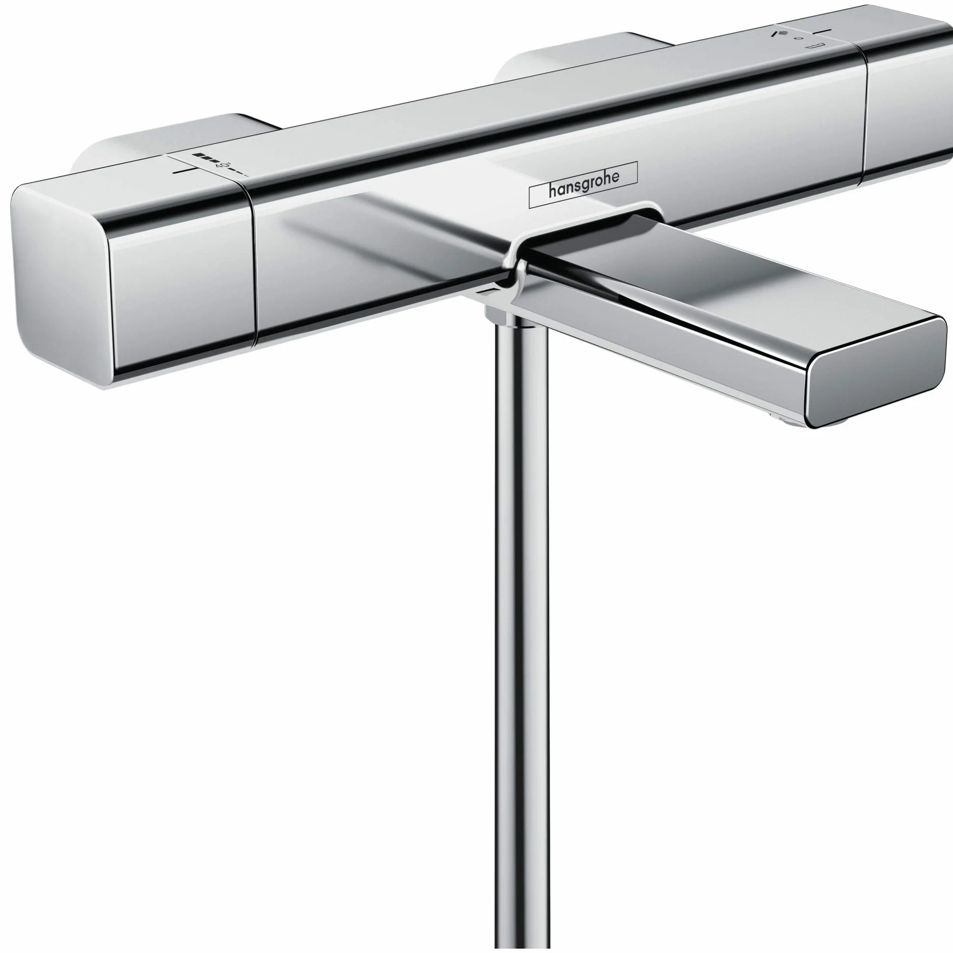 hansgrohe Ecostat E - bateria termostatyczna wannowa natynkowy, armatura wannowa z zabezpieczeniem przy 40 °C, thermostat kwadratowy, kran do 2 odbiorników, chrom, 15774000