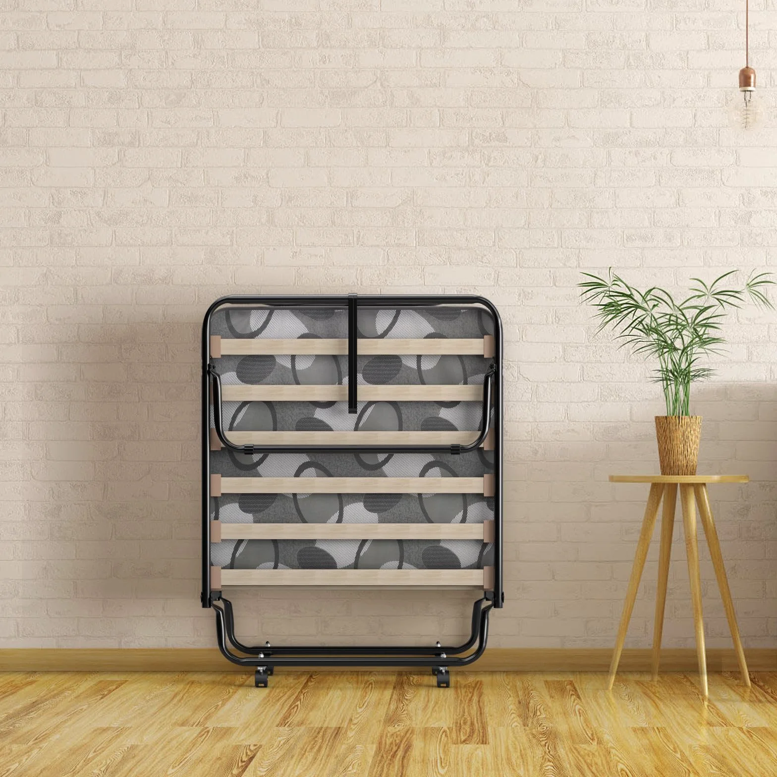 GIANTEX Łóżko składane 80 x 190 cm z materacem piankowym z pamięcią kształtu, składane łóżko dodatkowe ze stali z 4 uniwersalnymi kółkami do domu, biura i na kemping (szare)