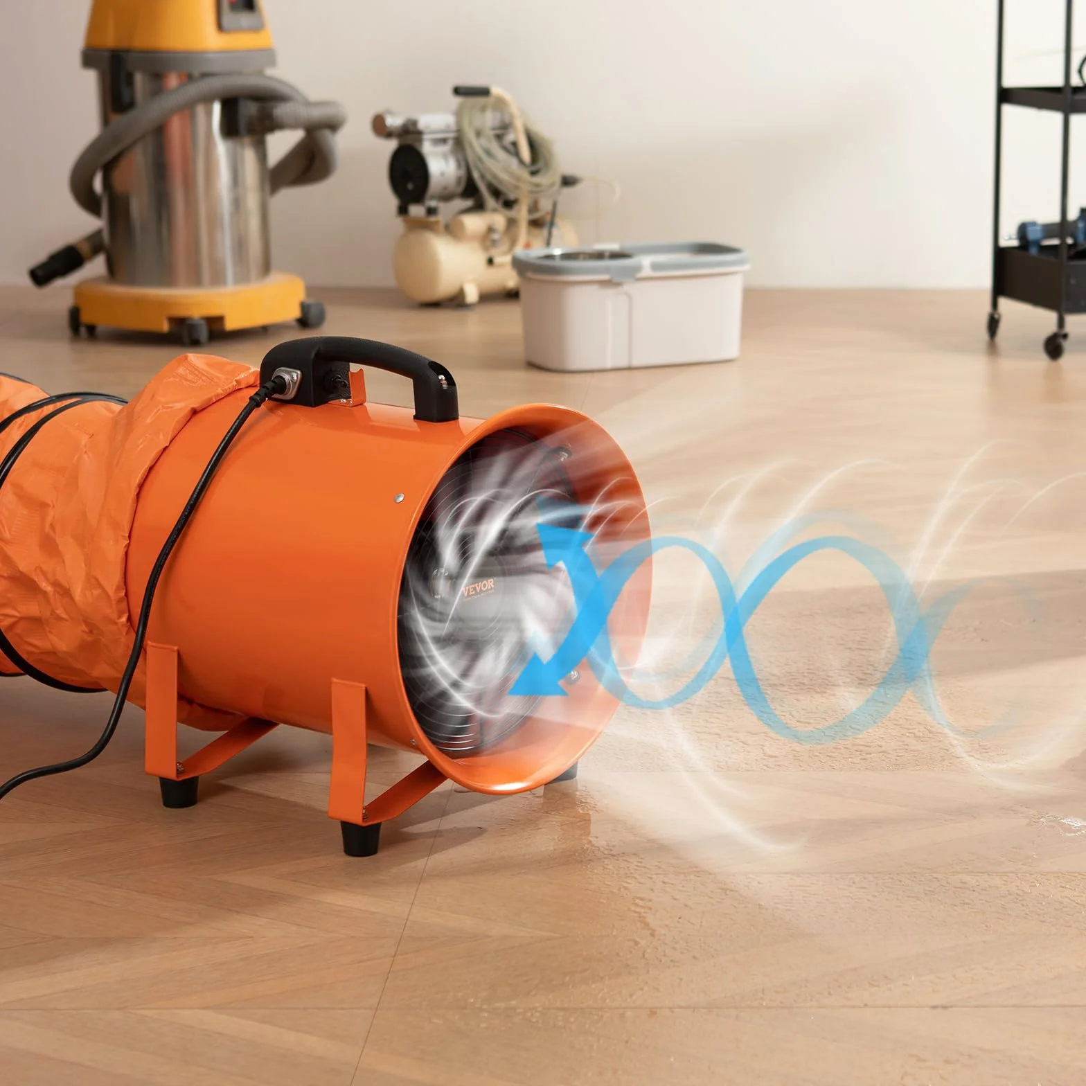 VEVOR Wentylator wyciągowy 145 W Przemysłowy Wyciąg Powietrza 203 mm Wąż wyciągowy 10 m objętość powietrza 1733 m3/h Wentylator spustowy powietrza do wyciągania kurzu dymu w domu pracy