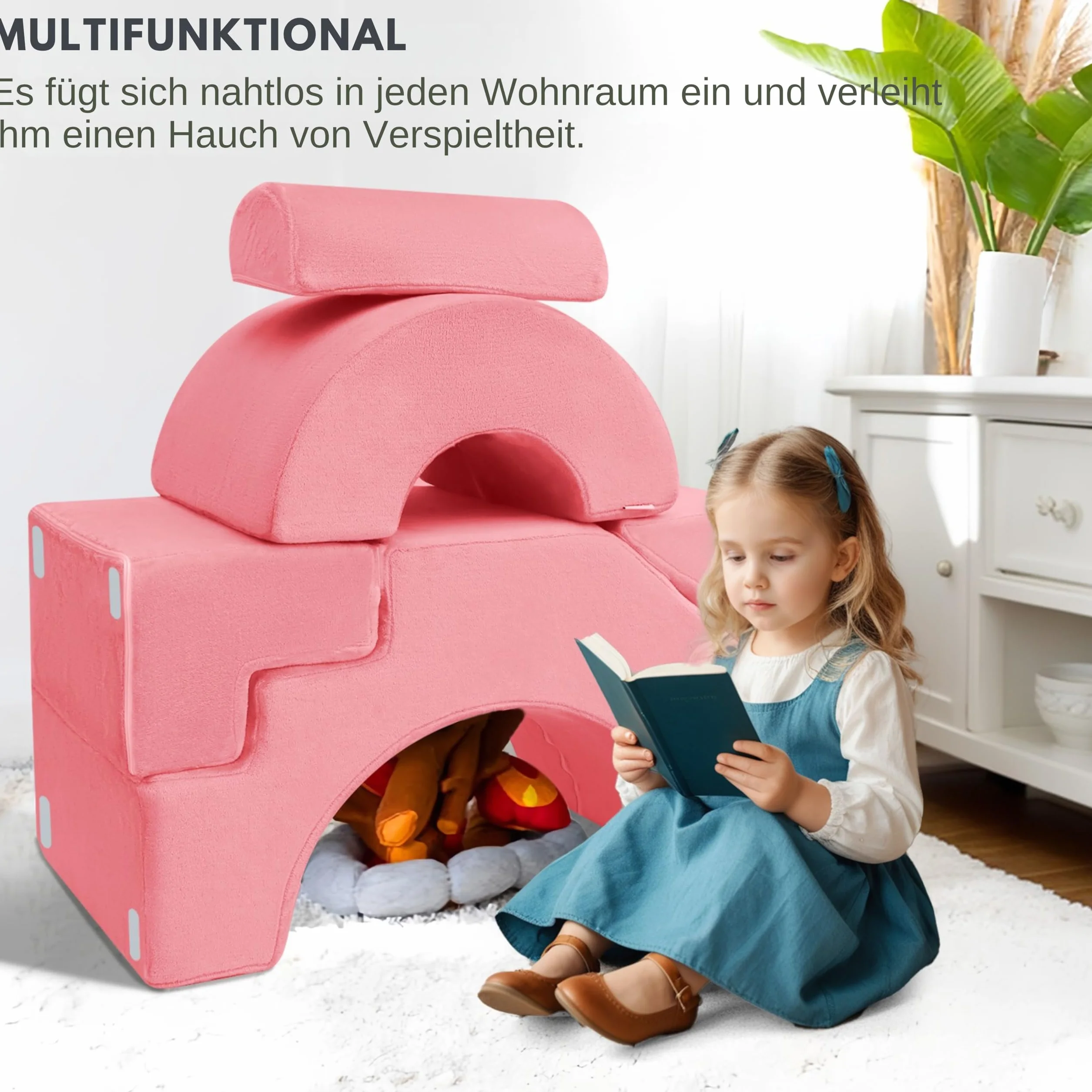 MeMoreCool Sofa dziecięca do zabawy, modułowa pianka z klocków, sofa do spania dla niemowląt, miękkie klocki do pokoju dziecięcego lub pokoju zabaw, mini sofa ze