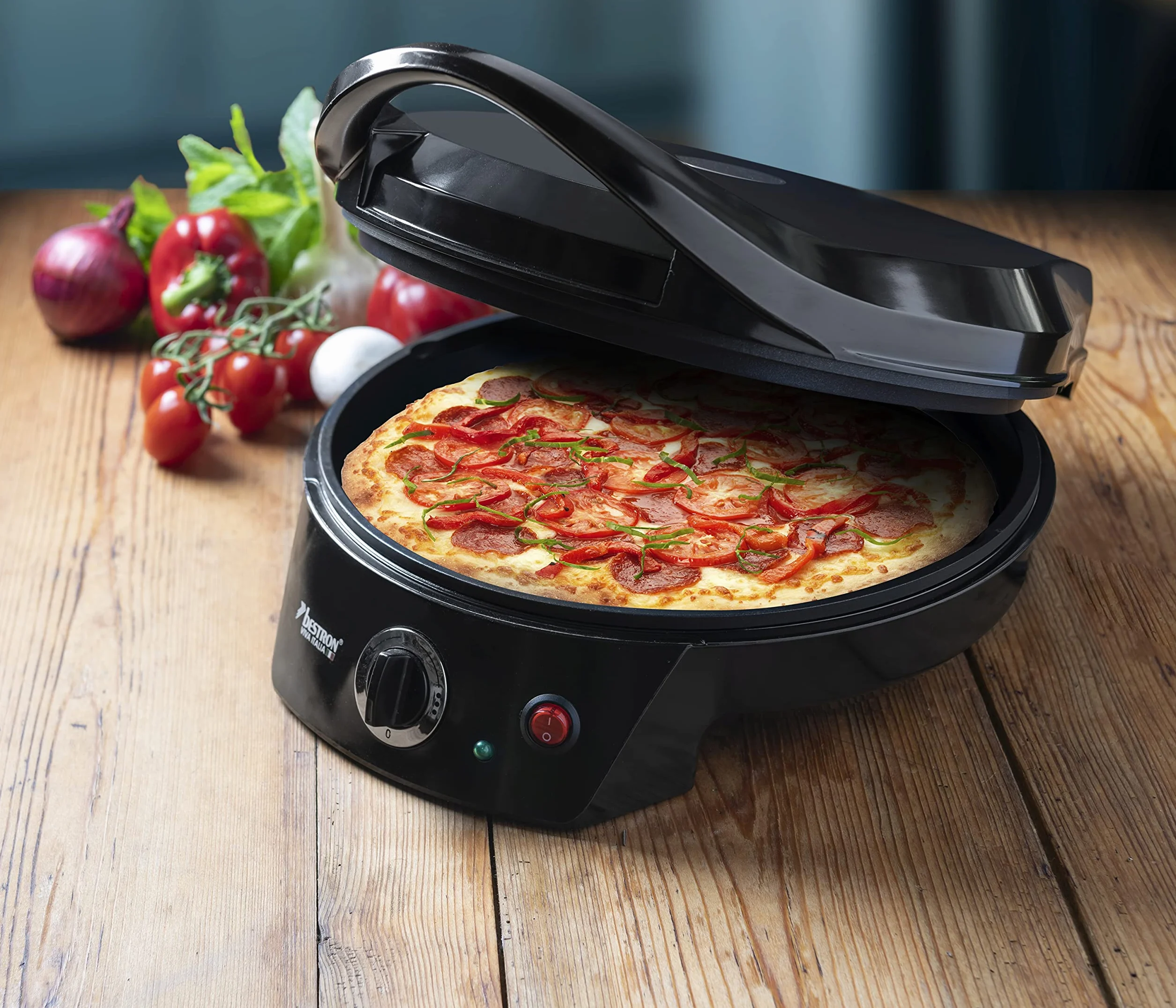 Bestron Elektryczny piec do pizzy 1800 W 230°C Ø 27 cm czarny