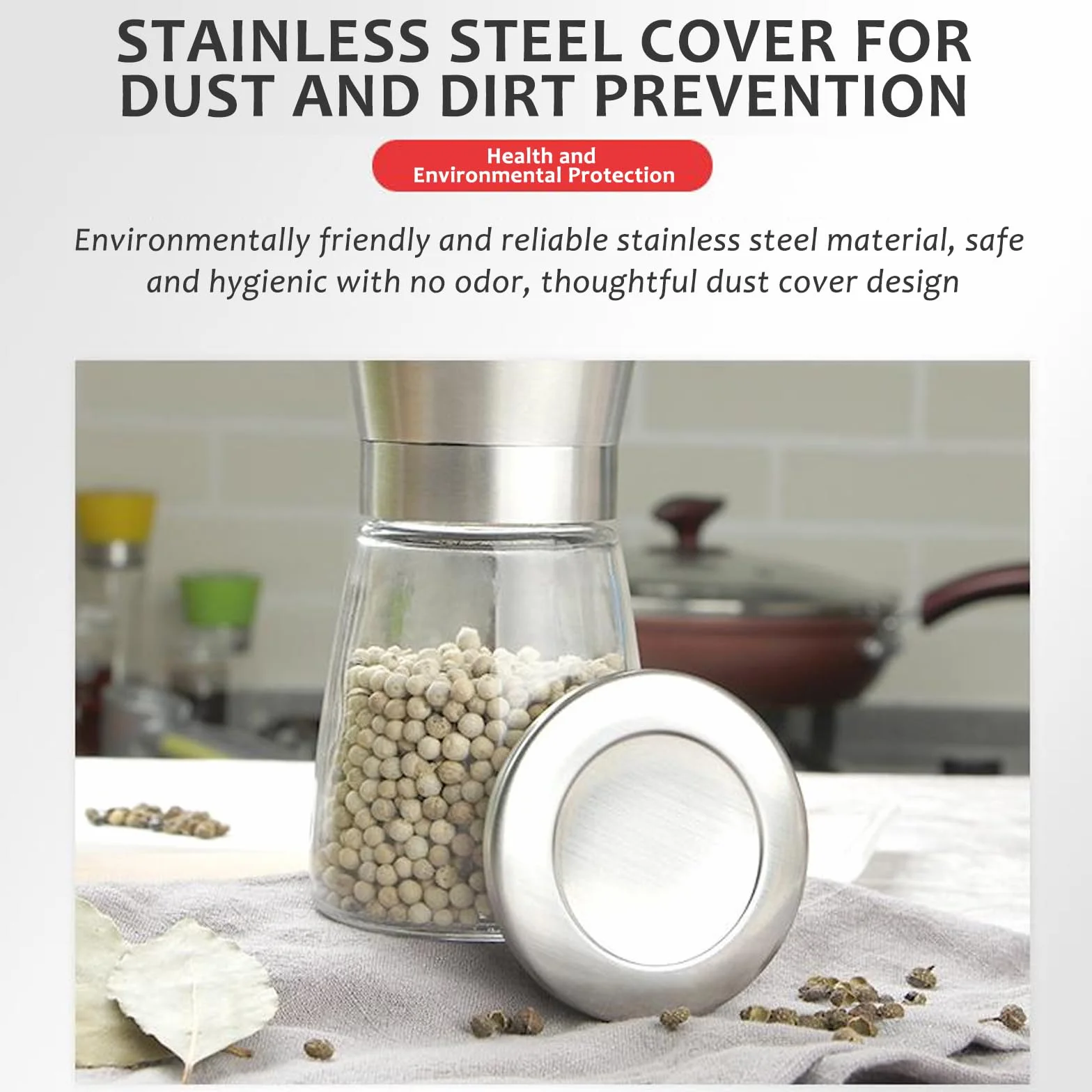 2 sztuki stalowych młynków do soli i pieprzu, młynki do pieprzu, posypywacze do soli, ceramiczny grinder, regulowany ceramiczny mechanizm mielenia dla precyzyjnego smaku jako posypywacze do soli i pie