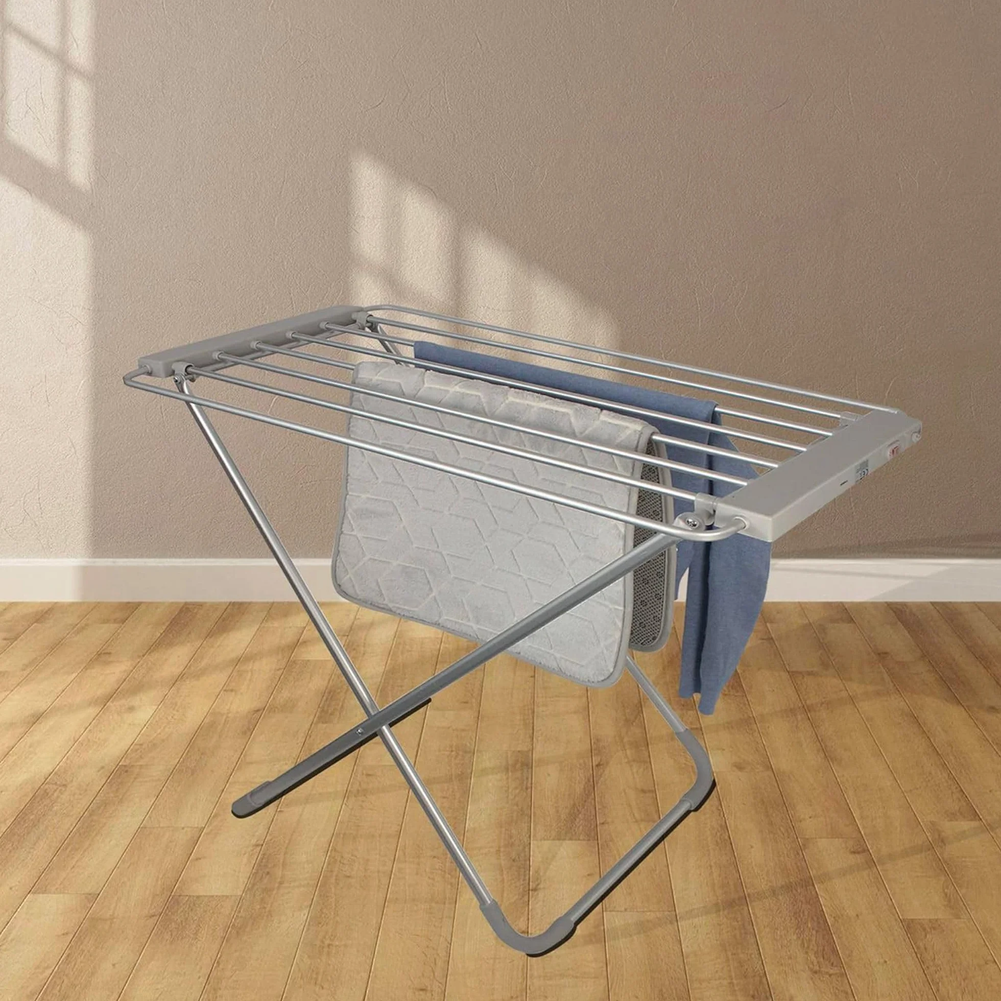 FISHTEC Elektryczna suszarka do ubrań 8 drążków 95x63x74 cm szczotkowane aluminium