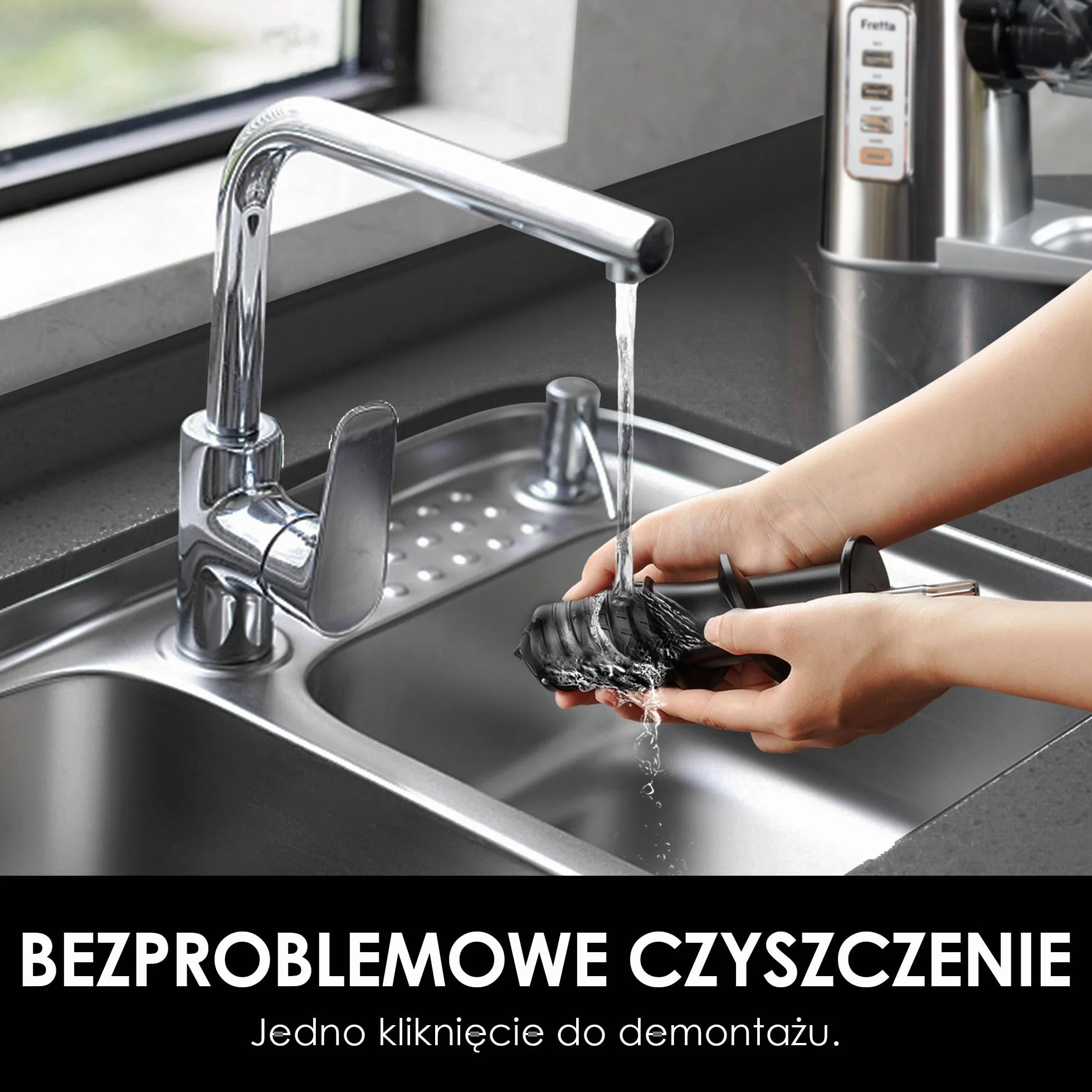 Fretta Wyciskarka Wolnoobrotowa Cold Press Stal Nierdzewna 200W Szeroki Otwór 76mm Bez BPA