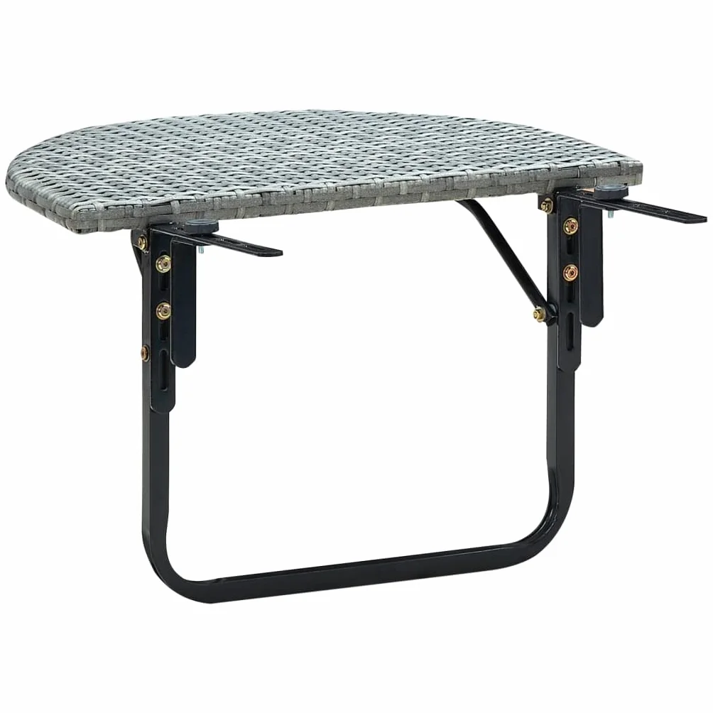 vidaXL Stolik balkonowy, szary, 60x60x40 cm, rattan PE