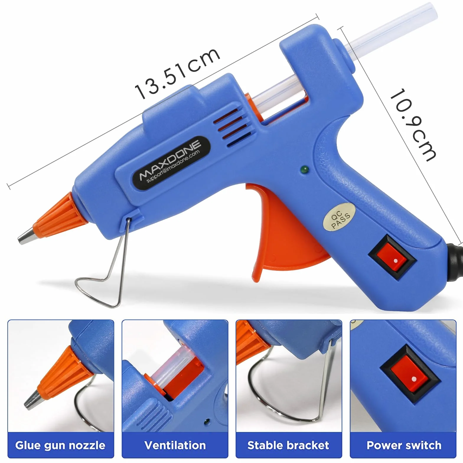 Pistolet na klej na gorący pistolet - pistolet klejowy 20 W 30 szt. 7 mm*130 mm, klej do pistoletu rzemieślniczego, majsterkowania, domu, majsterkowania i biura