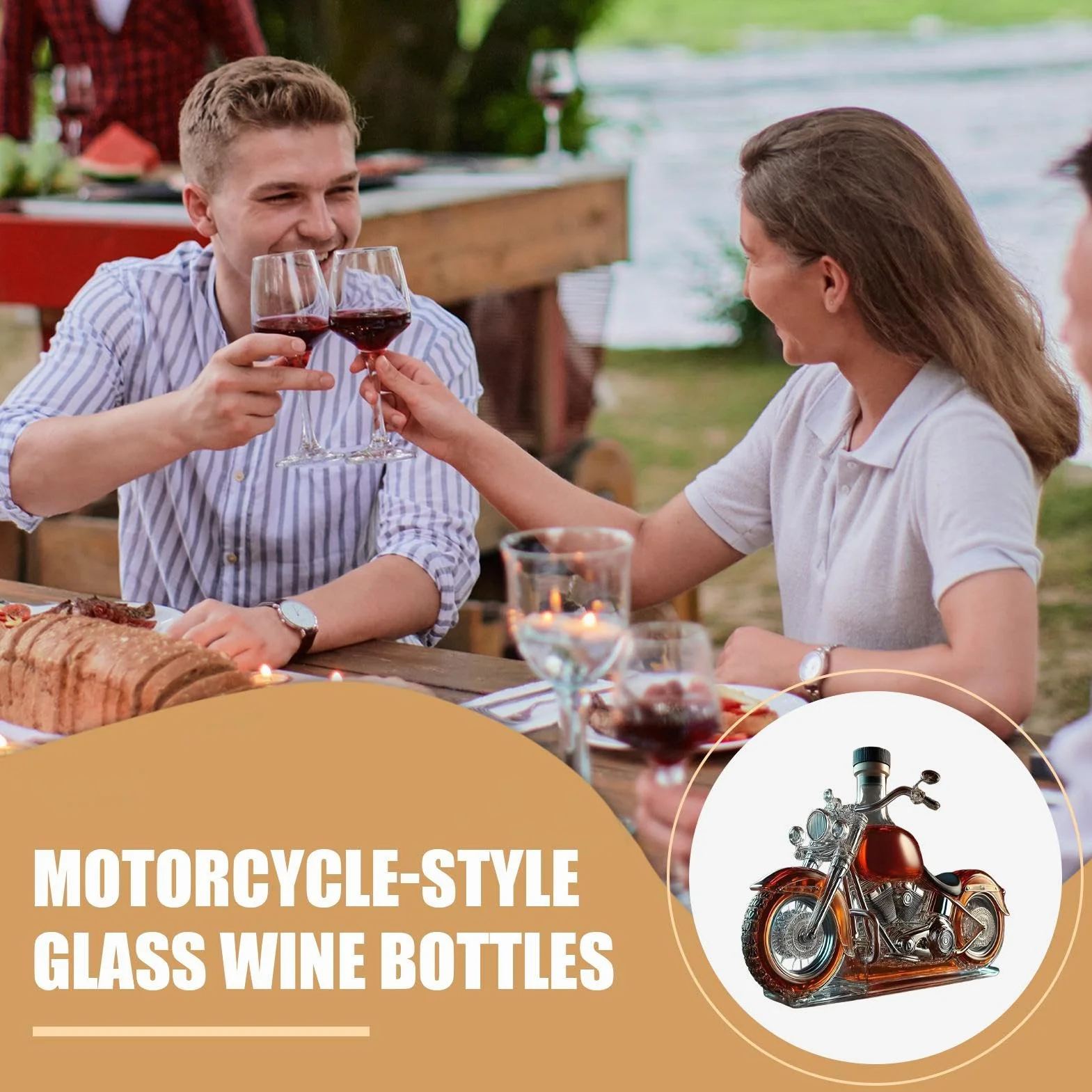 Karafka do wina szklany napowietrzacz alkoholu motocykl vintage butelka na napoje