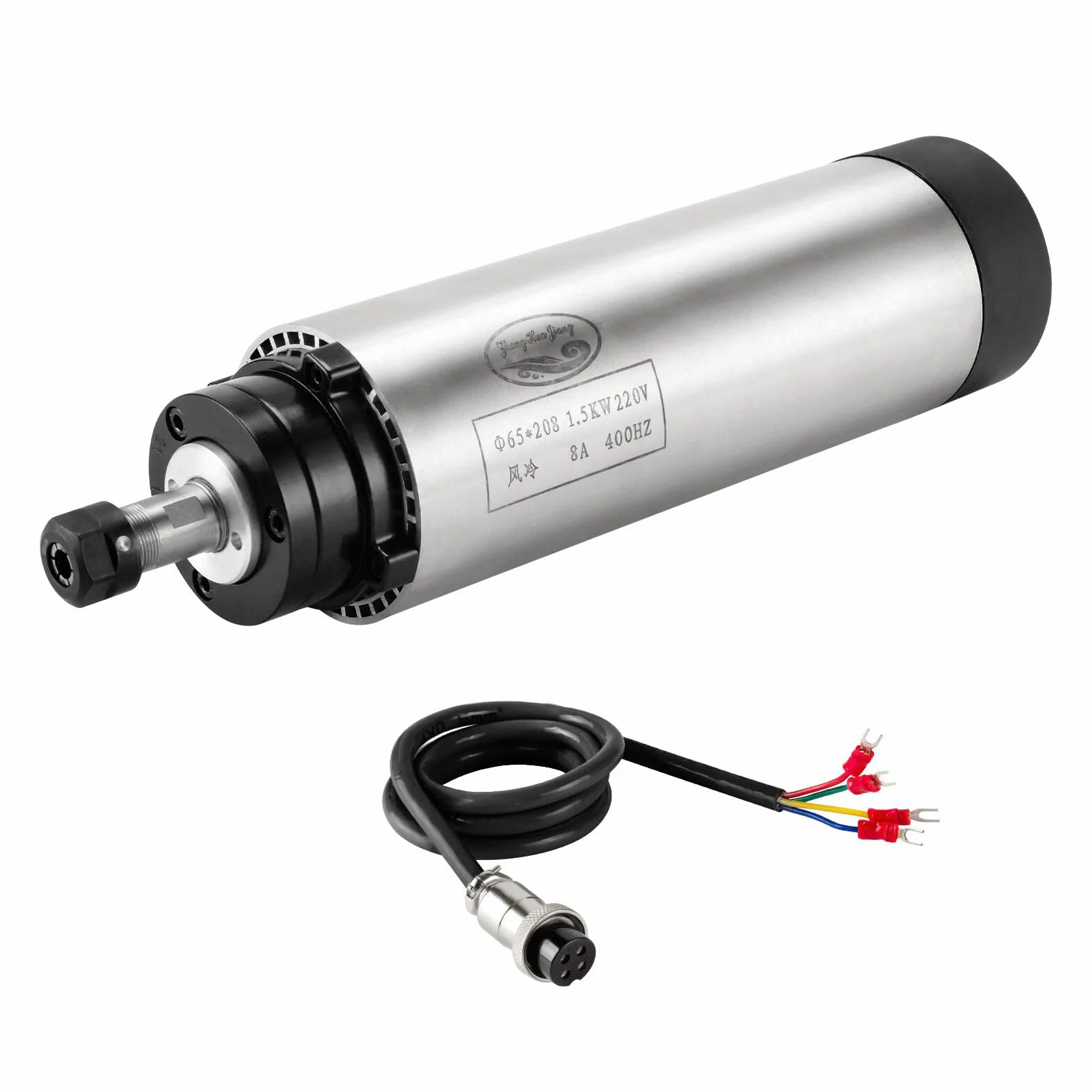 Silnik wrzecionowy CNC 220V 1.5KW 1500W chłodzony powietrzem 65mm 4 łożyska 24000RPM 400HZ do frezarki CNC