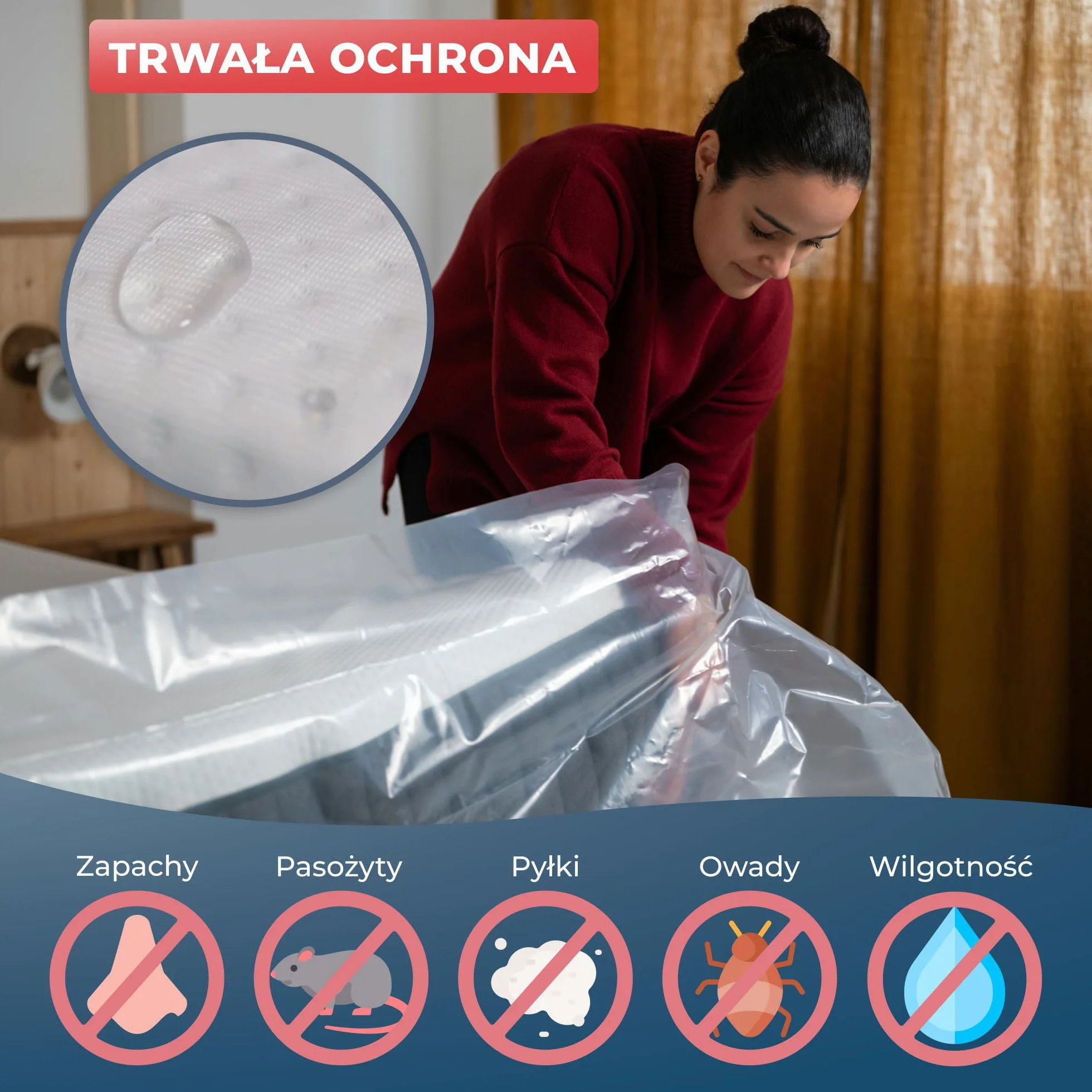 WRAPPYBAG – Plastikowy Pokrowiec Ochronny na Materac – Torba do Przechowywania z Zakładką – do Przeprowadzki, Magazynowania i Transportu – 160 x 200 cm - 2 szt.