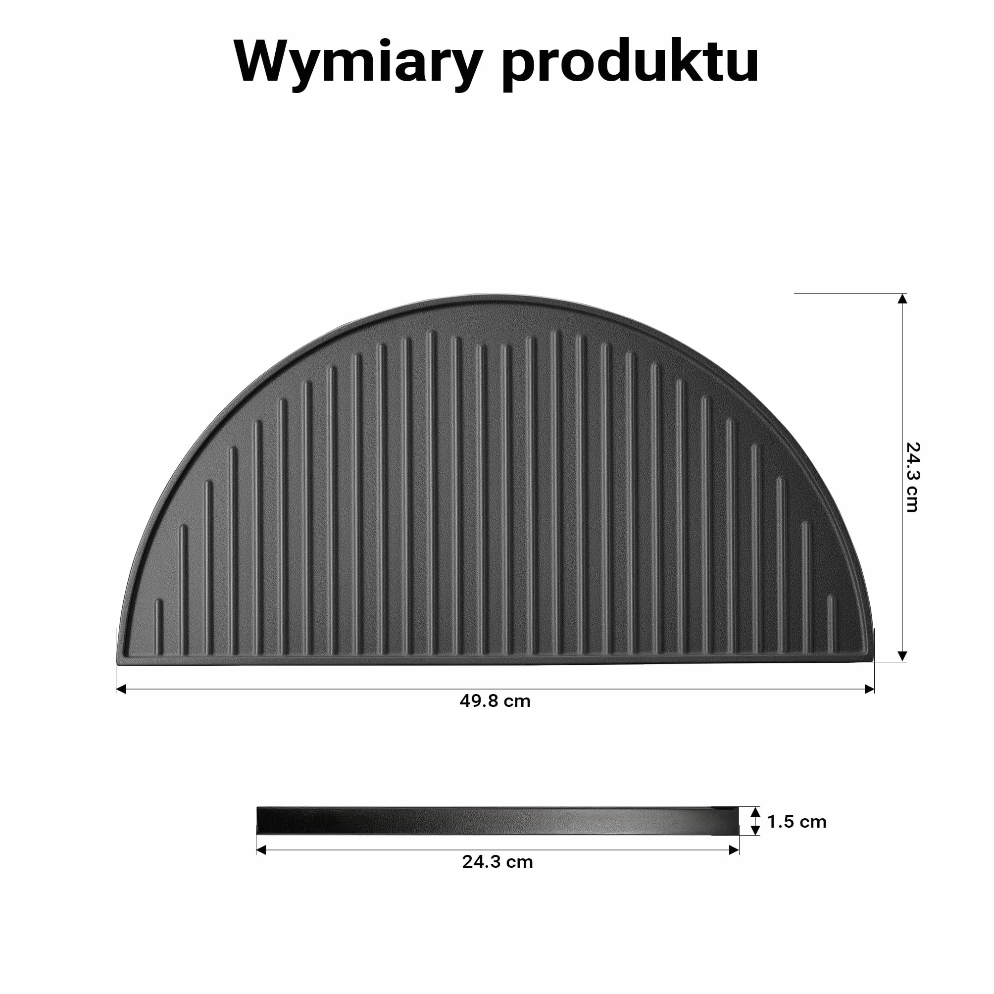 Wiltec Płyta grillowa o wymiarach 49,8 x 24,3 x 1,5 cm z żeliwa i powłoką emaliową, ruszt do grilla półokrągły, na ognisko, grilla i węgiel
