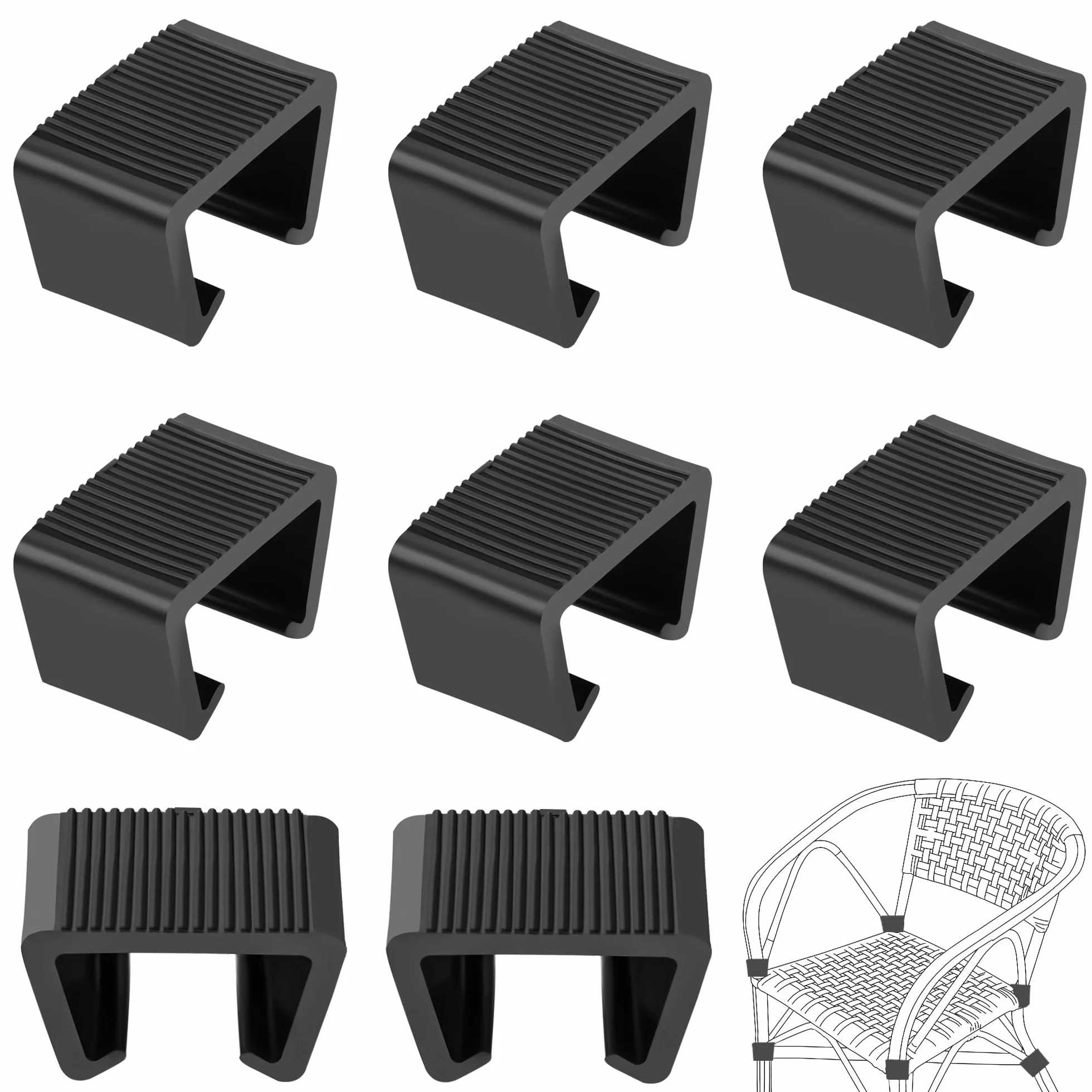Klipsy do mebli rattanowych plastikowe wiklinowe łączniki do krzeseł na zewnątrz łączniki segmentowe złącze do krzeseł rattanowych sofa 8 szt. czarne