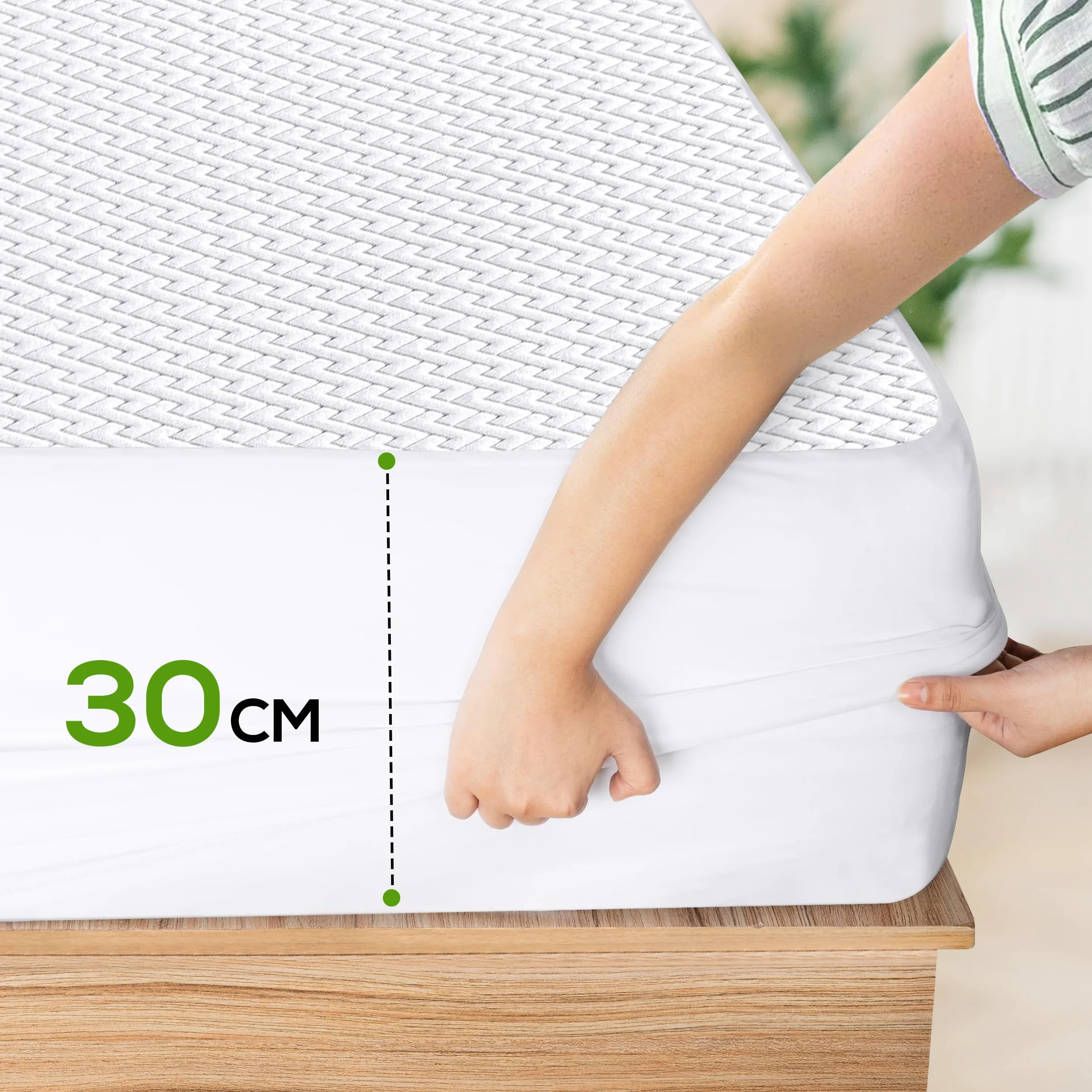 Utopia Bedding Wodoodporny Ochraniacz na Materac (90 x 190 cm) z Tkaniny 3D Air Soft Premium, Miękki i Oddychający, Pasuje na Materace do 30 cm Wysokości, Styl z Elastycznymi Rogami