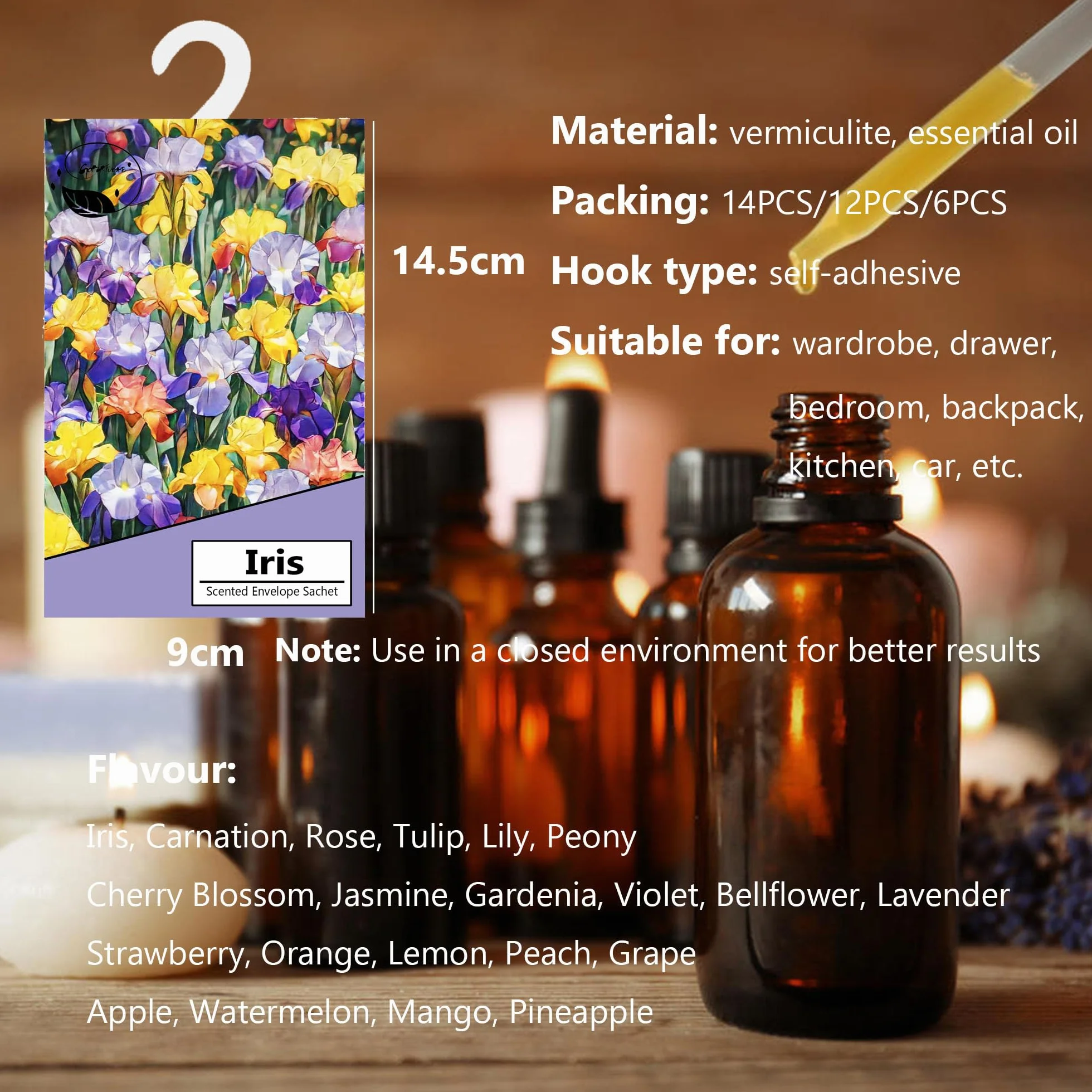 14 sztuk perfum szafa na ubrania, perfumy do szafy i szuflady, perfumy do samochodu, perfumy zapachowe torby lawendowe do szafki, szuflad do szafek, dezodorantów do szafy na buty (Sophora)