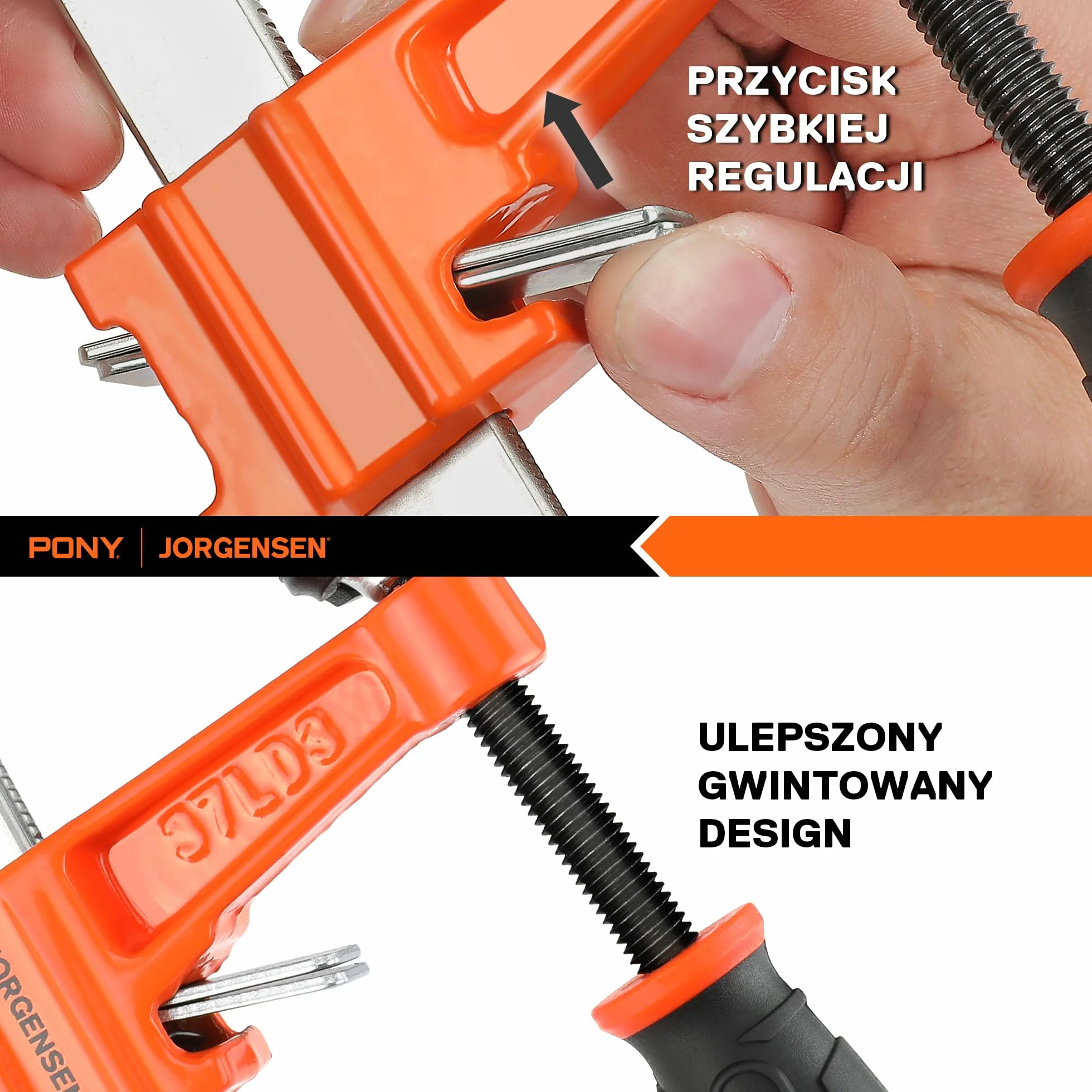JORGENSEN Profesjonalne ściski stolarskie 300 mm, 2 sztuki, z funkcją szybkiego zwalniania, do drewna, typu F