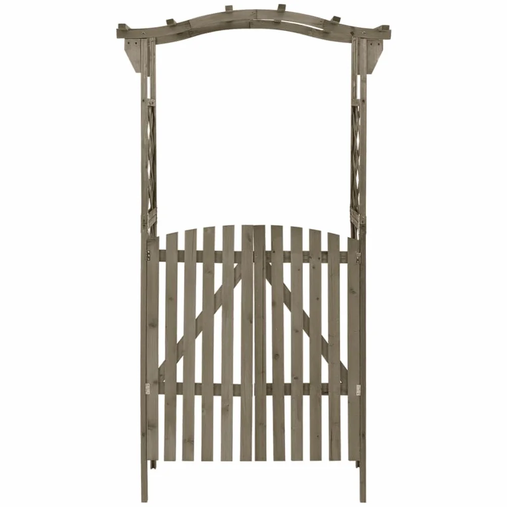 vidaXL Pergola z furtką, 116x40x204 cm, szara, lite drewno jodłowe, drewniana pergola, bramka ogrodowa, furtka ogrodowa, drewniane pergole