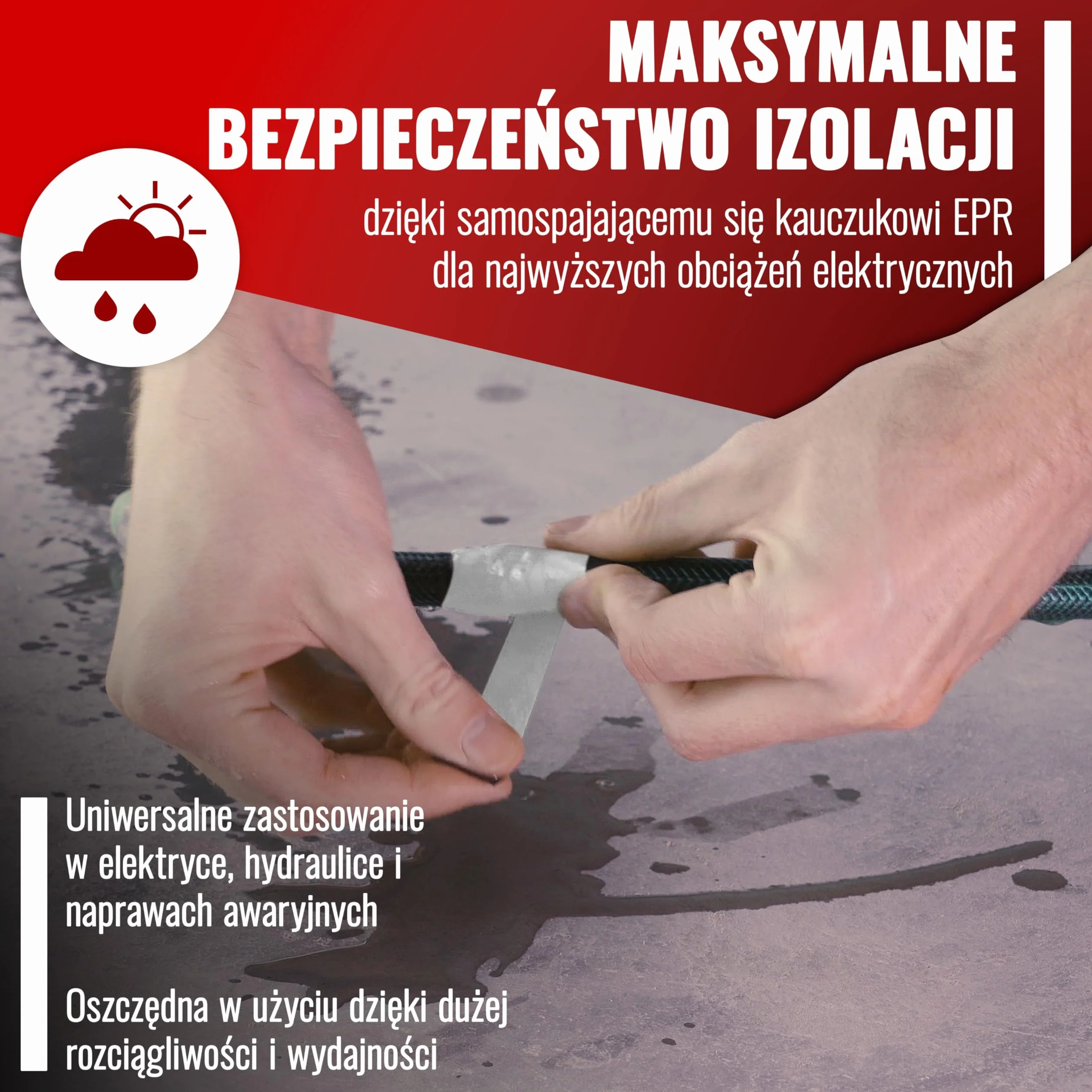 Poppstar samowulkanizująca taśma izolacyjna, uniwersalna, 10m x 19mm x 0,76mm, biała, 1 rolka