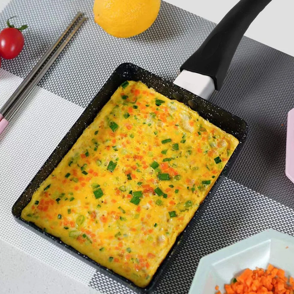 Tamagoyaki kwadratowa patelnia do omletów do jajek, japońska patelnia, nieprzywierająca powłoka ceramiczna, mini kuchenka z uchwytem chroniącym przed oparzeniem, kompatybilna z kuchenką gazową i płytą