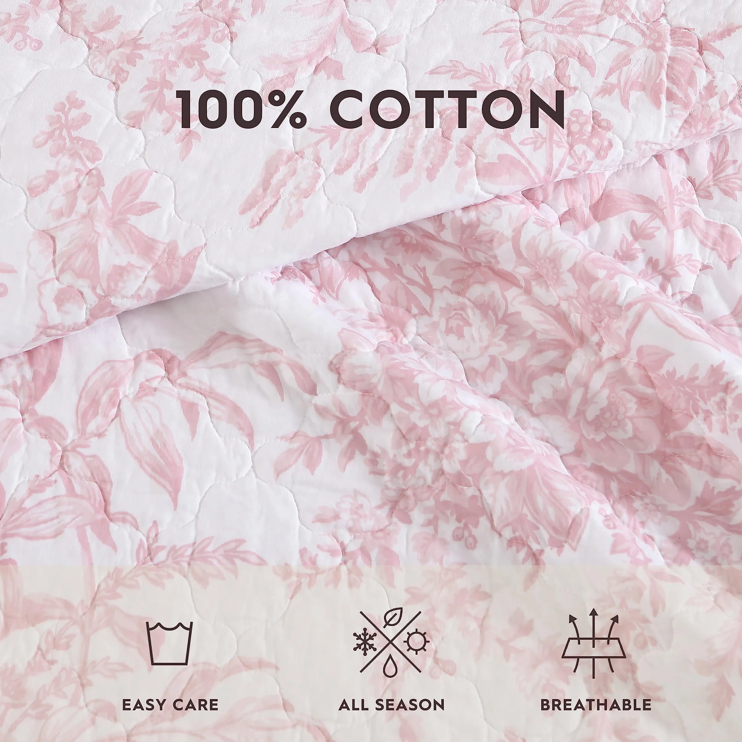 Laura Ashley Dwustronna pościel bawełniana z pasującymi poszewkami, lekka dekoracja domu na wszystkie pory roku, Bedford Pink, King