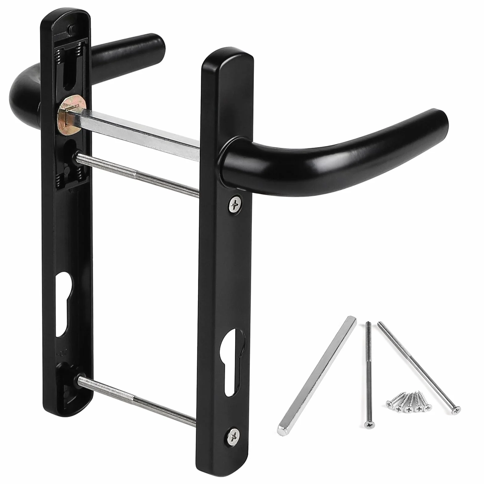 SWAWIS Klamka do drzwi wewnętrznych 92 mm czarna, zestaw klamek ze stopu aluminium, długość całkowita 210 mm