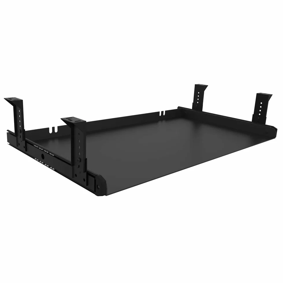 FRMSAET Klawiatura podbiurkowa wytrzymała całkowicie metalowa materiał 53/60/76 cm platforma organizer do szuflad komputerowych biuro sypialnia garaż narzędzie do przechowywania (60 cm, Czarna)