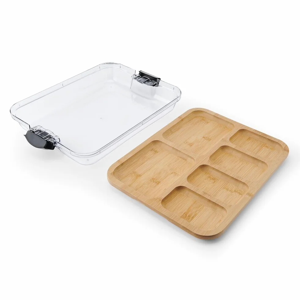 Deska do Krojenia Farberware Build-a-Board Bambusowa 28 x 35,5 cm z Przegródkami i Pokrywą