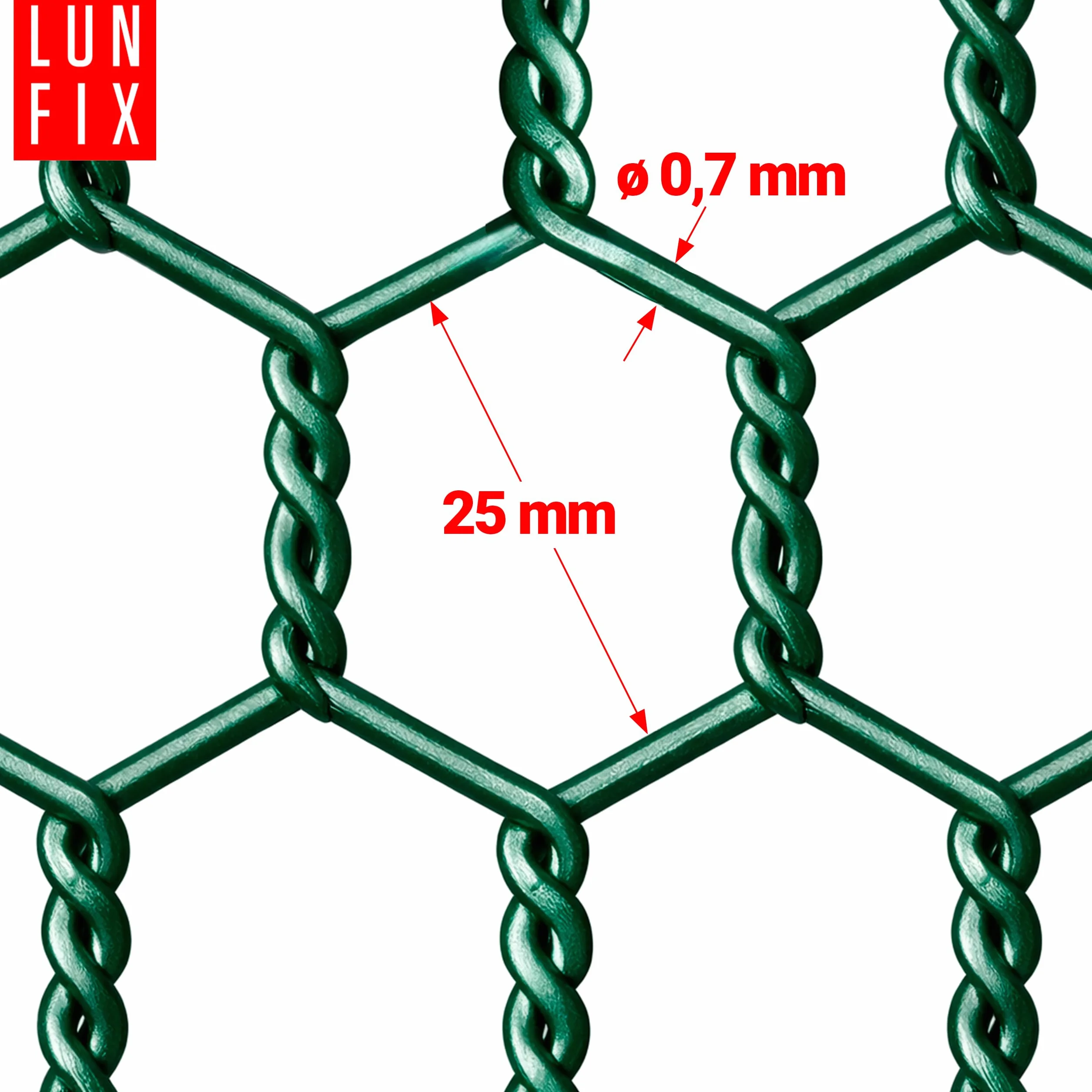 Ogrodzenie z siatki drucianej 25 x 25 mm, grubość 0,7 mm, sześciokątna siatka 0,5 x 25 m, zielona PCW, drut dla królików, drut dla kurcząt, ogrodzenia, siatka druciana do ogrodu, ogrodzenia