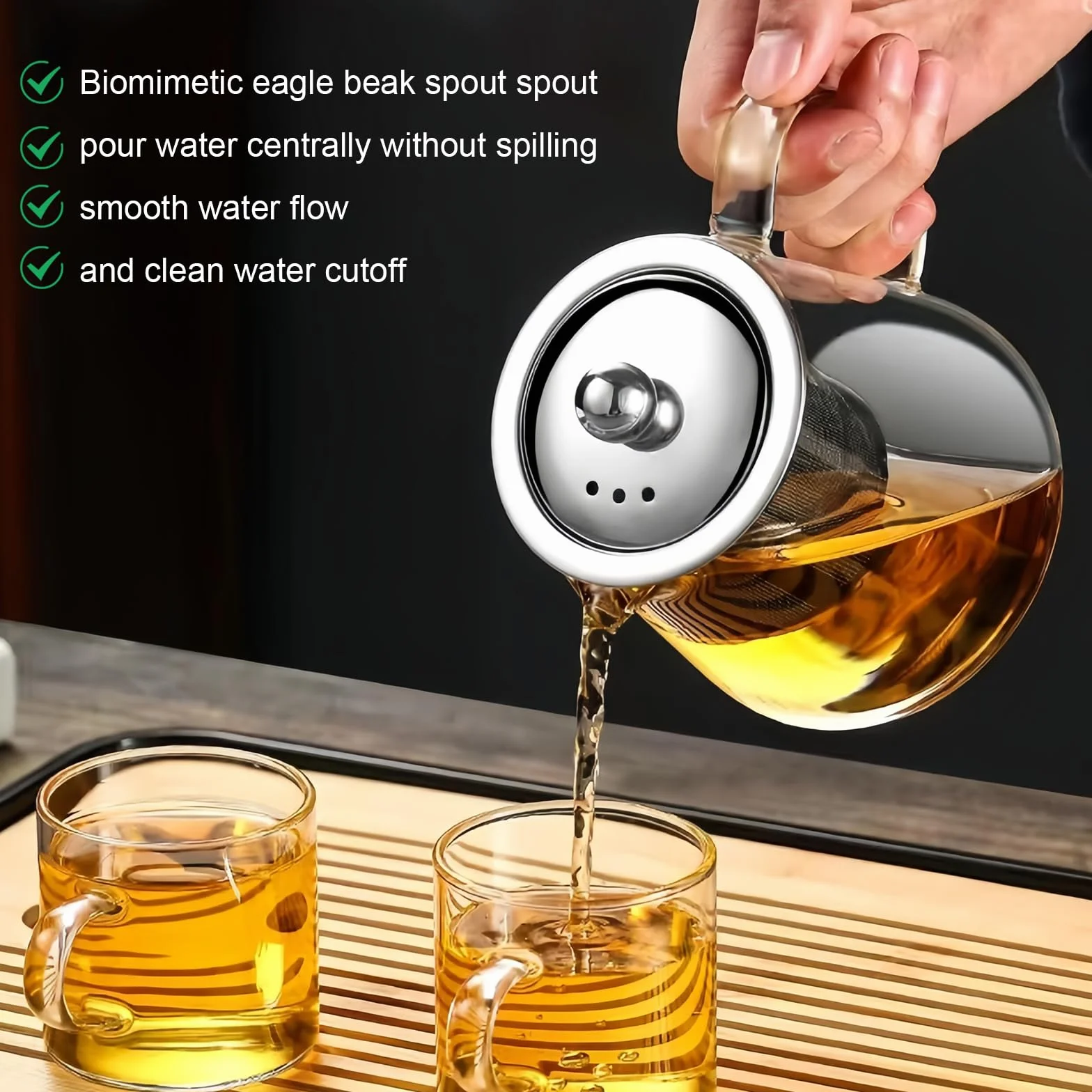 Szklany dzbanek do herbaty 450 ml ze szkła borokrzemowego i filtrem ze stali nierdzewnej
