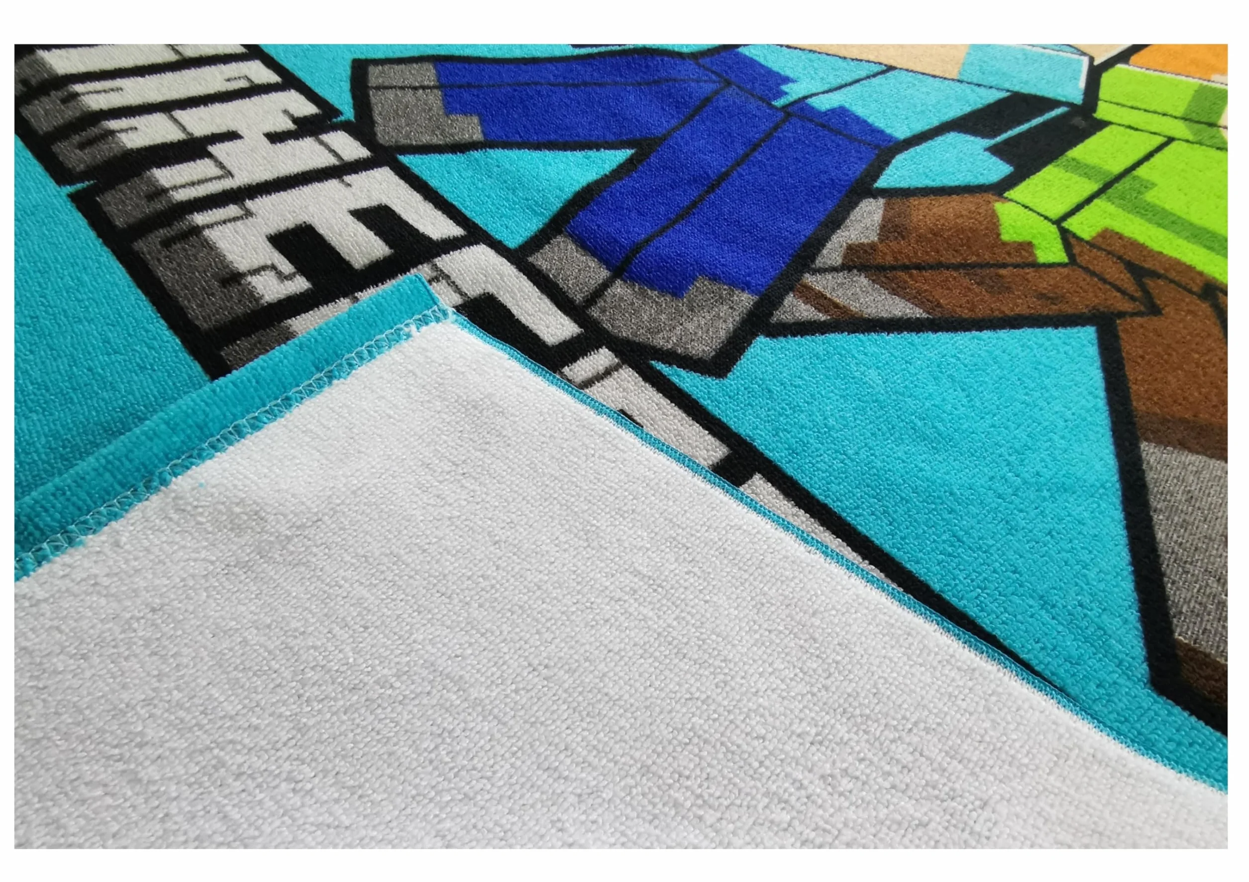 Theonoi Ręcznik dziecięcy, ręcznik kąpielowy, ręcznik plażowy, 70 x 140 cm, poliester (Minecraft Steve Alex)