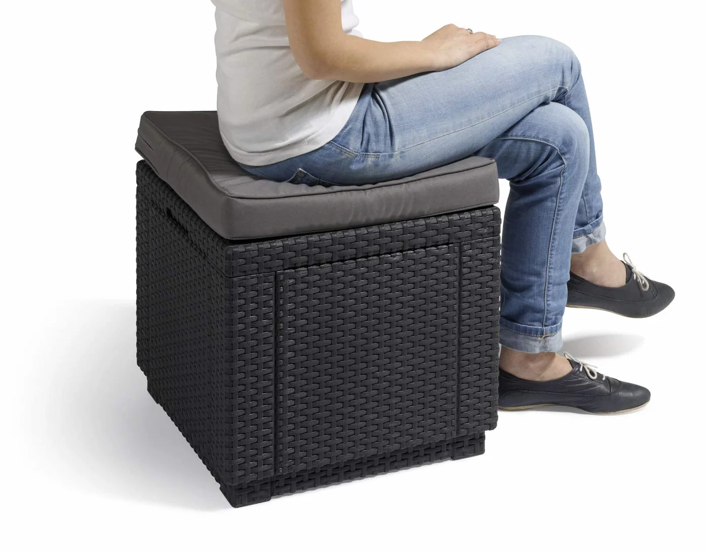 Allibert Keter Cube Taboret, Brązowy, 42 x 42 x 39 cm