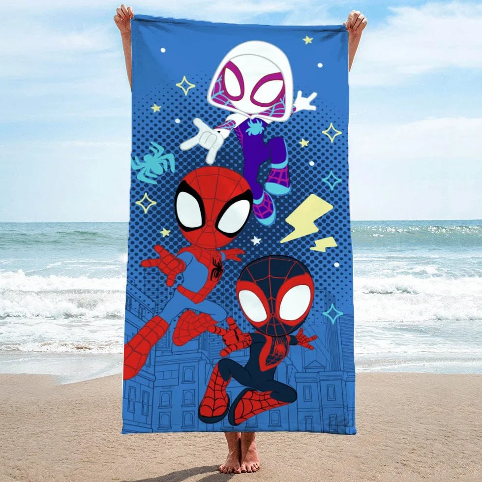 Jay Franco Kids Marvel Spidey & His Amazing Friends 100% bawełniany ręcznik plażowy – 71 x 147 cm, super miękki ręcznik kąpielowy, basenowy i podróżny, oficjalny produkt licencjonowany, niebieski